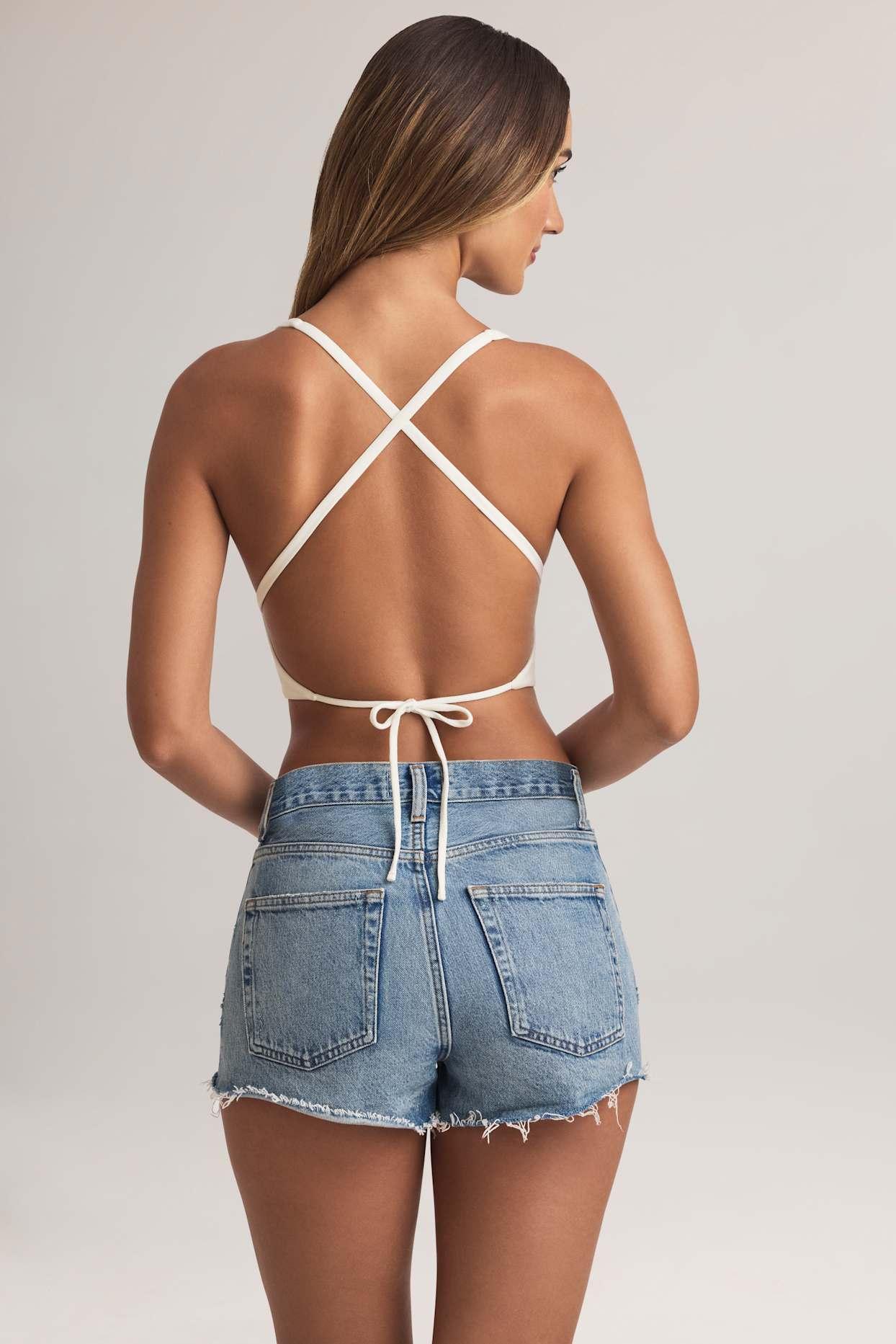 Modal Cross-Back Tank Top in White Product Image