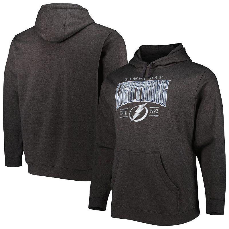 Men's Fanatics Branded Heather Charcoal Tampa Bay Lightning Big & Tall Dynasty Pullover Hoodie,  Product Image