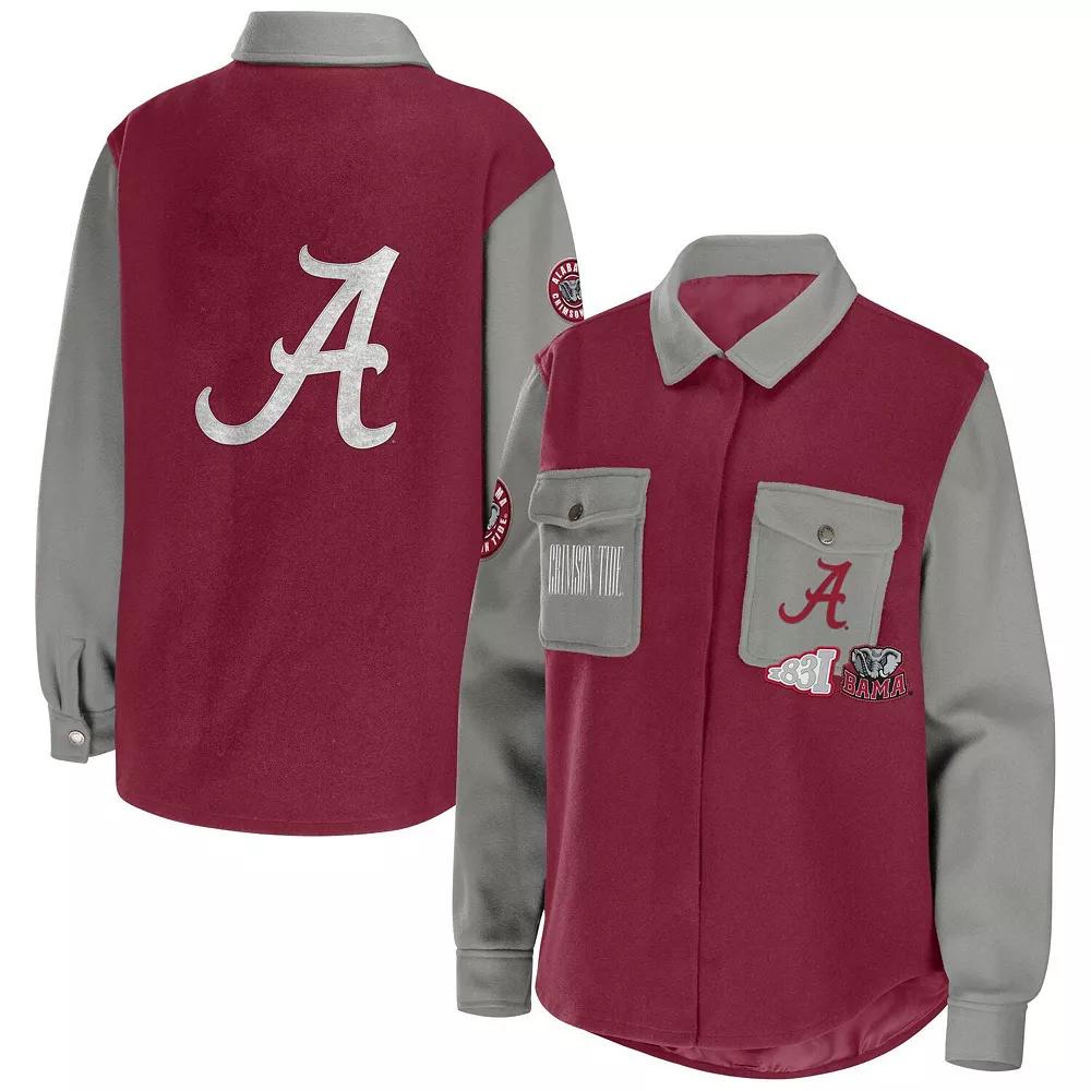 Women's WEAR by Erin Andrews Crimson Alabama Crimson Tide Button-Up Shirt Jacket,  Product Image
