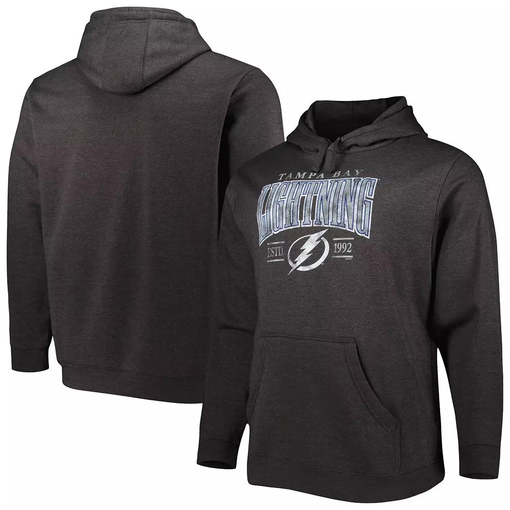 Men's Fanatics Branded Heather Charcoal Tampa Bay Lightning Big & Tall Dynasty Pullover Hoodie,  Product Image