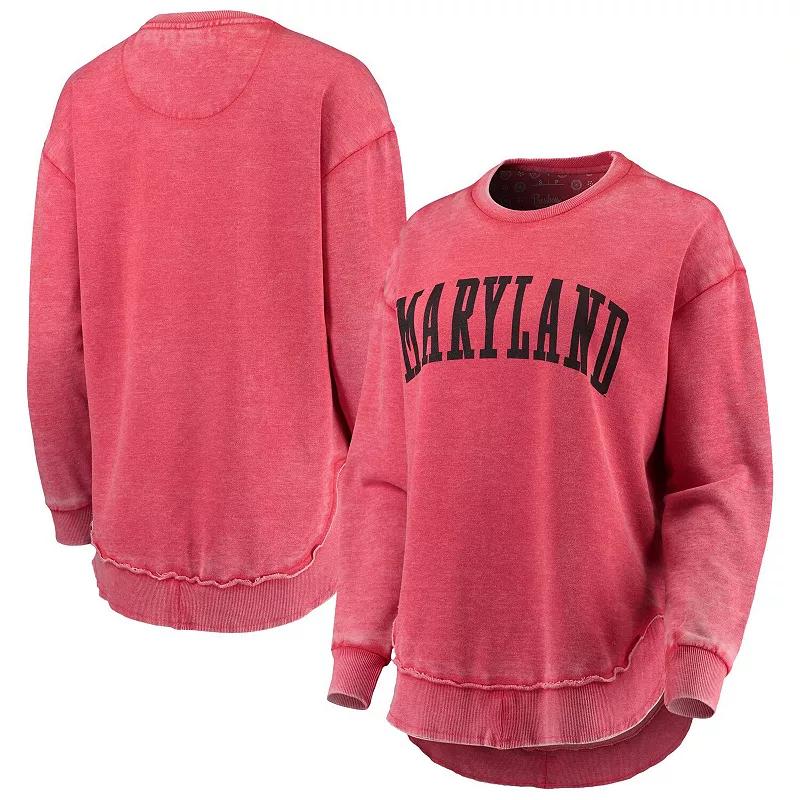 Women's Pressbox Red Maryland Terrapins Vintage Wash Pullover Sweatshirt, Size: 2XL Product Image