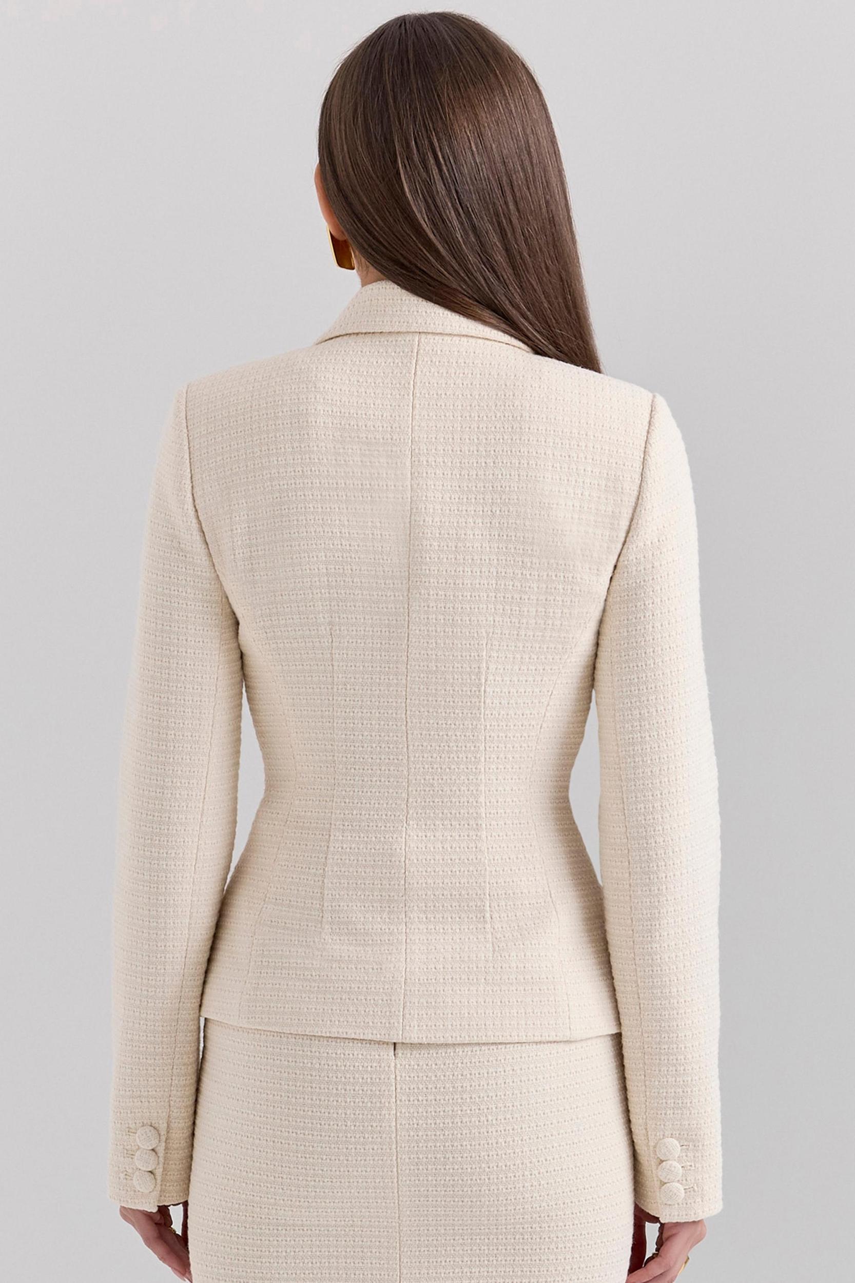Misha  cream boucle button front blazer Product Image