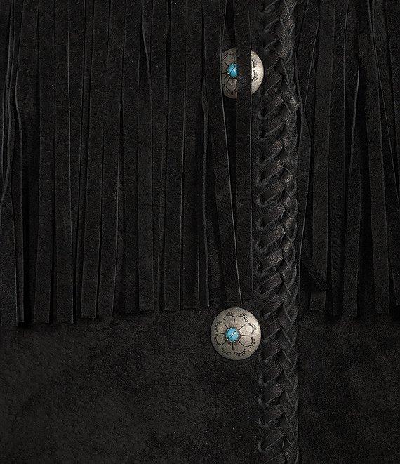 Scully Suede Leather Whipstitch Collar Fringe Jacket Product Image