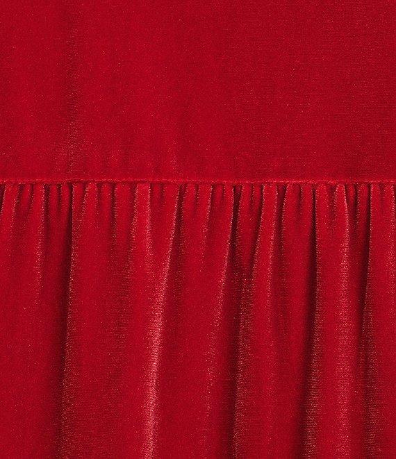 John Mark Plus Size Wire Ruffle Collar 3/4 Puff Sleeve Velvet Tunic Product Image