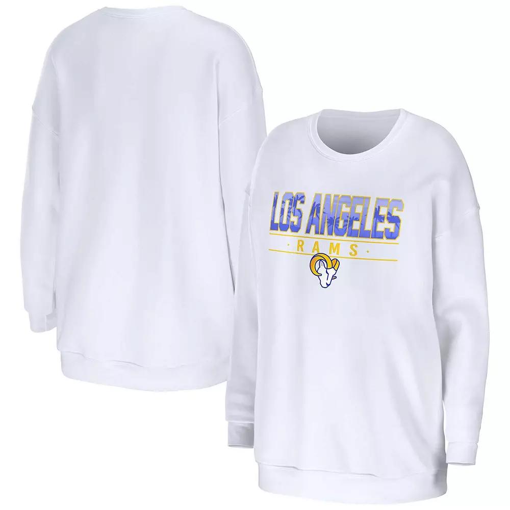 Women's WEAR by Erin Andrews White Los Angeles Rams Domestic Pullover Sweatshirt,  Product Image