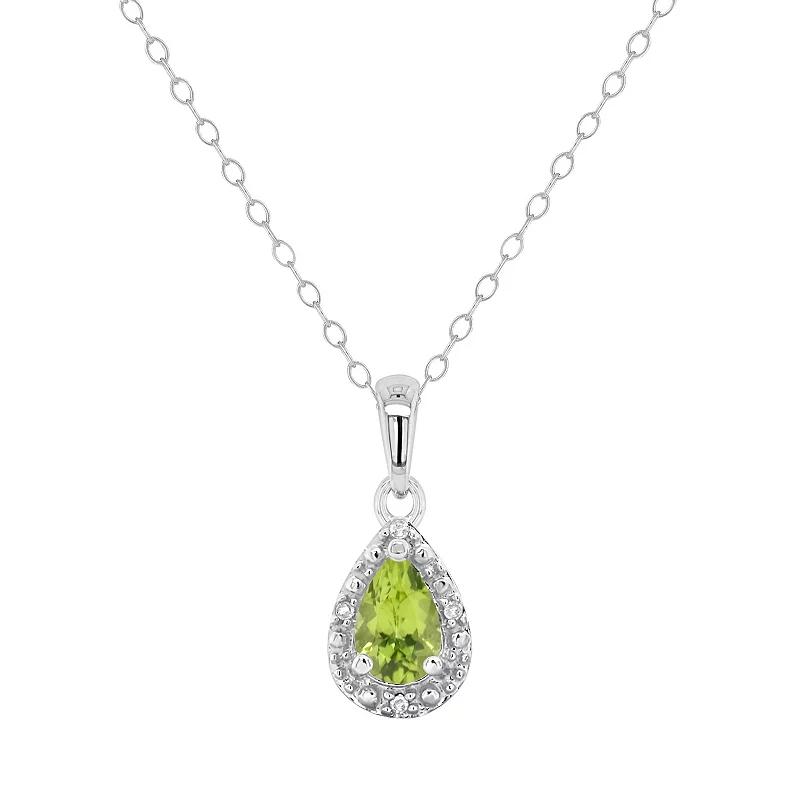 Celebration Gems Sterling Silver Pear Shaped Diamond Accent Frame Pendant Necklace, Womens Red Product Image