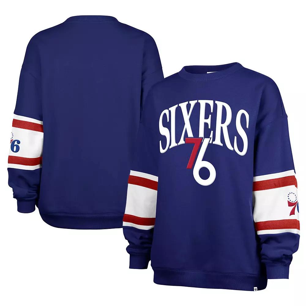 Women's '47 Royal Philadelphia 76ers 2024/25 City Edition Steadfast Paneled Pullover Sweatshirt, Size: Medium, 76r Blue Product Image