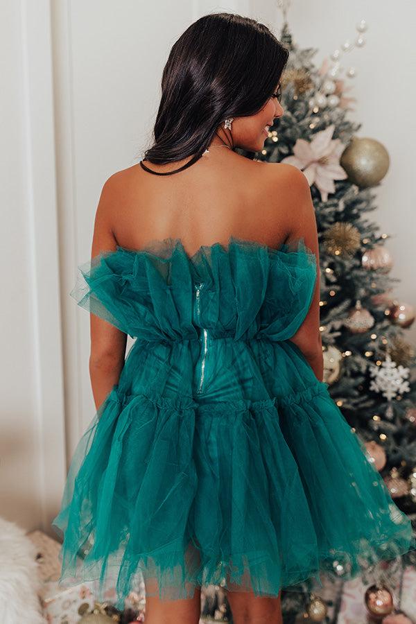 Frill Deal Tulle Mini Dress In Teal Product Image