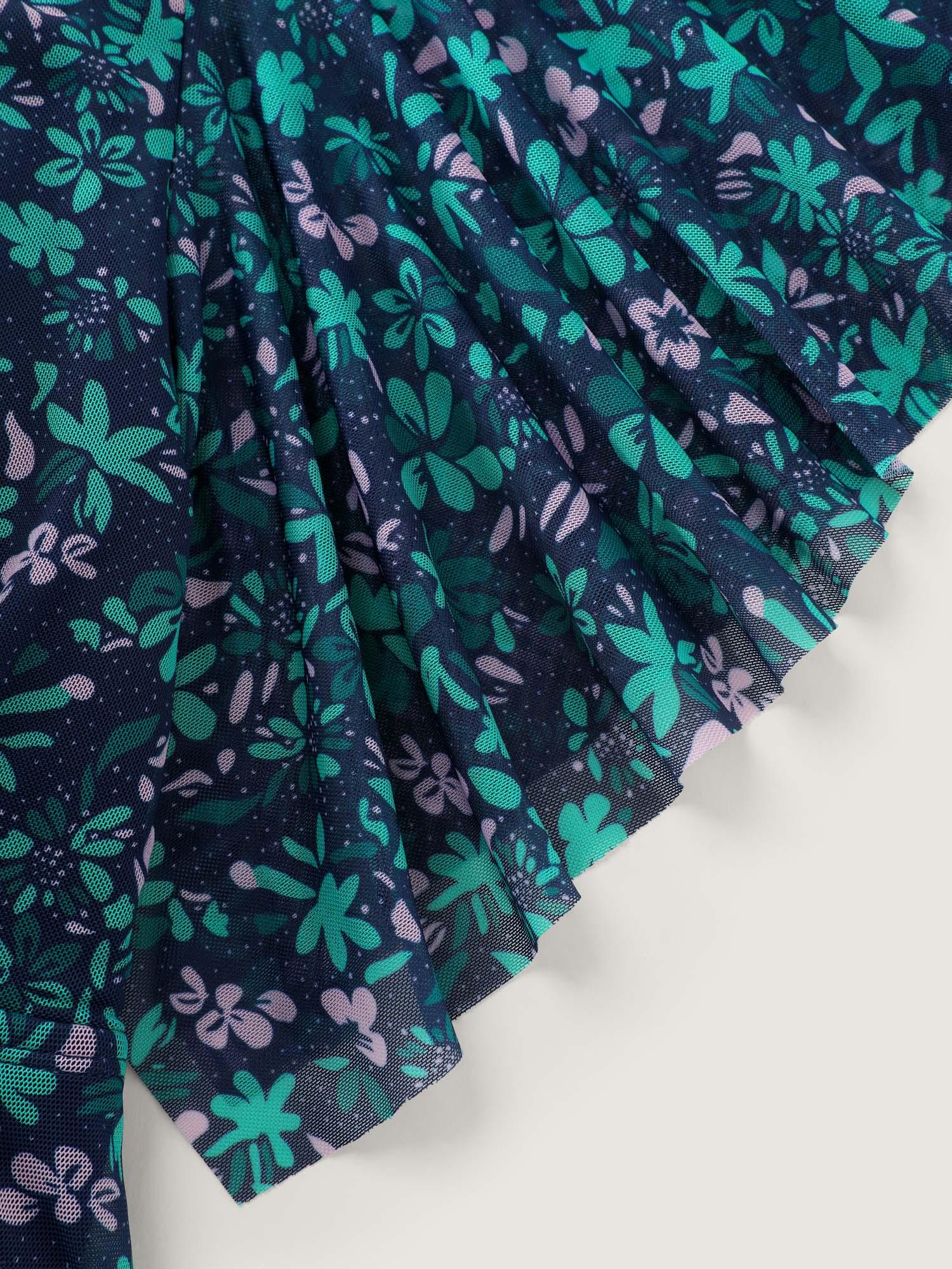Colorful Sheer Floral Print Swim Dress Female Product Image