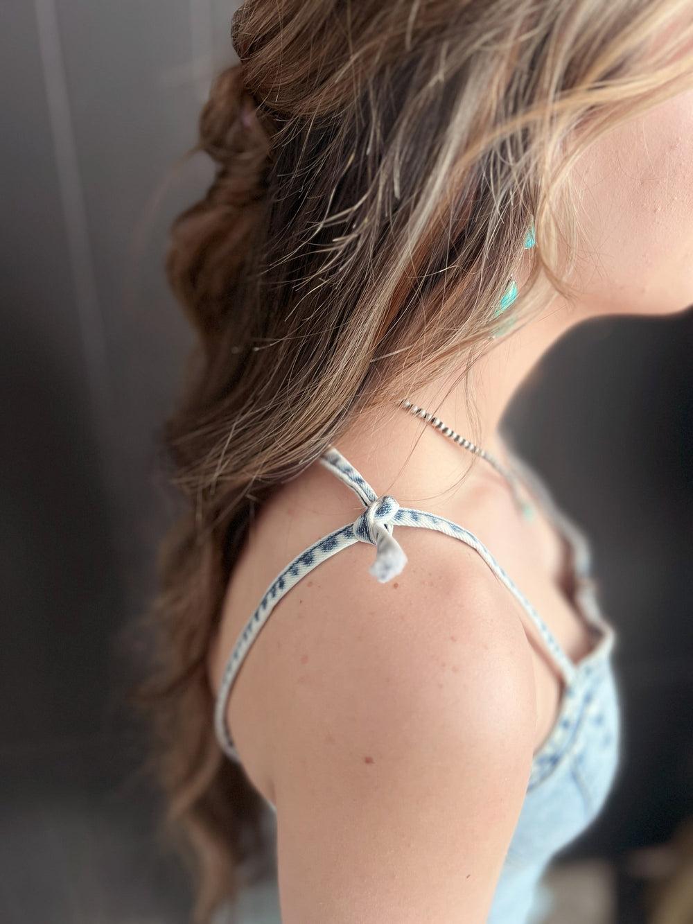 Patchwork Denim Slip Dress Product Image