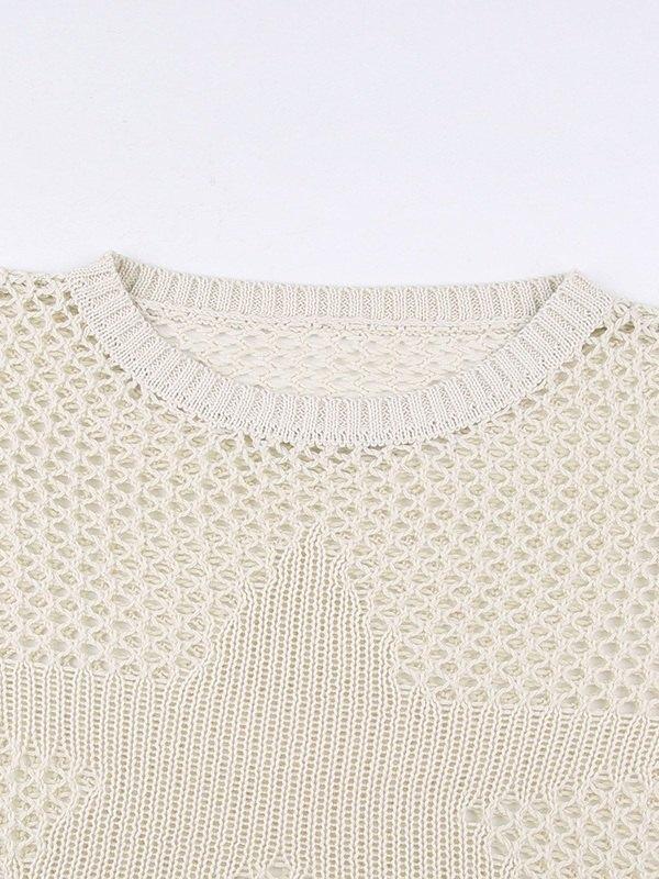 Hollow Out Star Crochet Knit Top Product Image