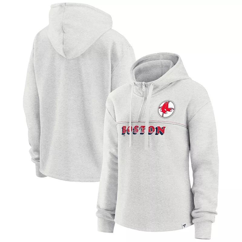 Womens Fanatics Branded Oatmeal Boston Red Sox True Classics Legacy Quarter-Zip Hoodie Product Image
