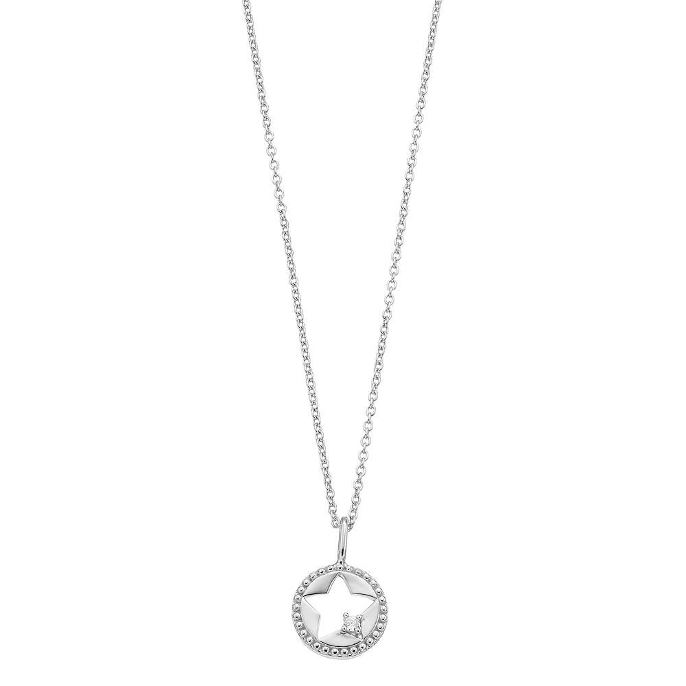 SIRI USA by TJM Sterling Silver Cubic Zirconia Star Open Work Pendant Necklace, Women's, Size: 18" Product Image