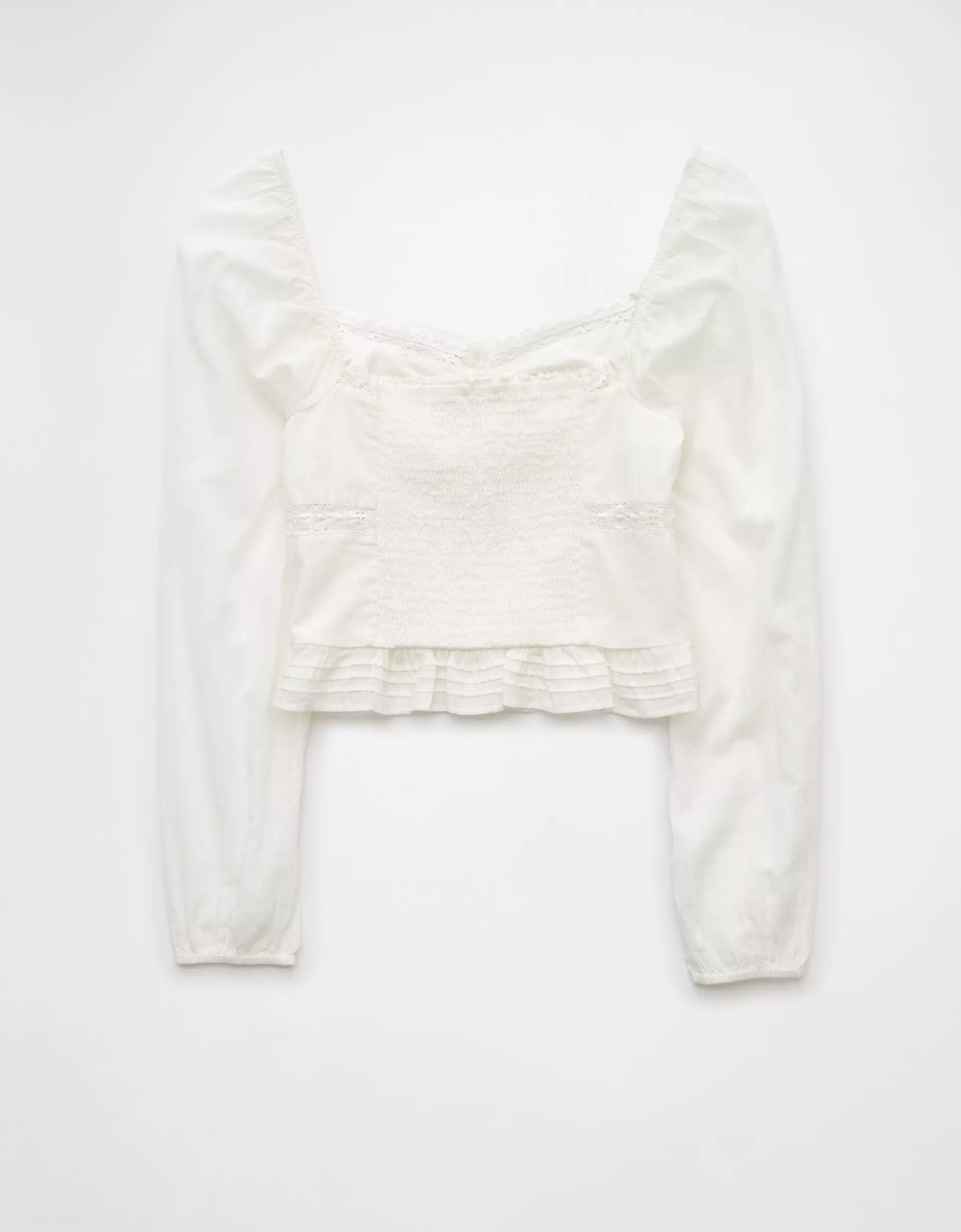 AE Long-Sleeve Cinched Blouse Product Image