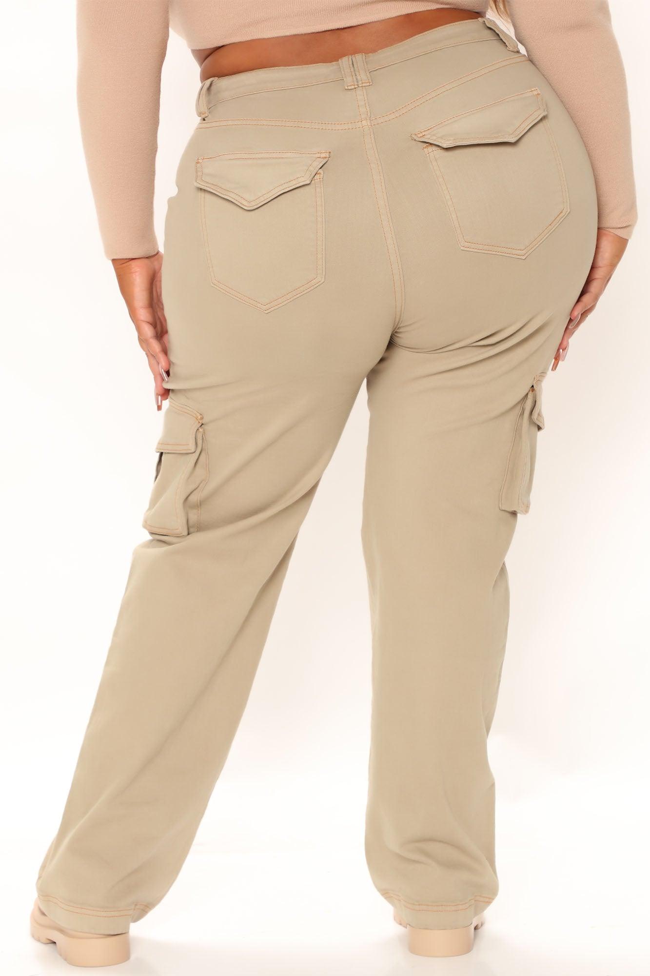 Won't Be Knocked Down Cargo Boyfriend Jeans - Khaki Product Image