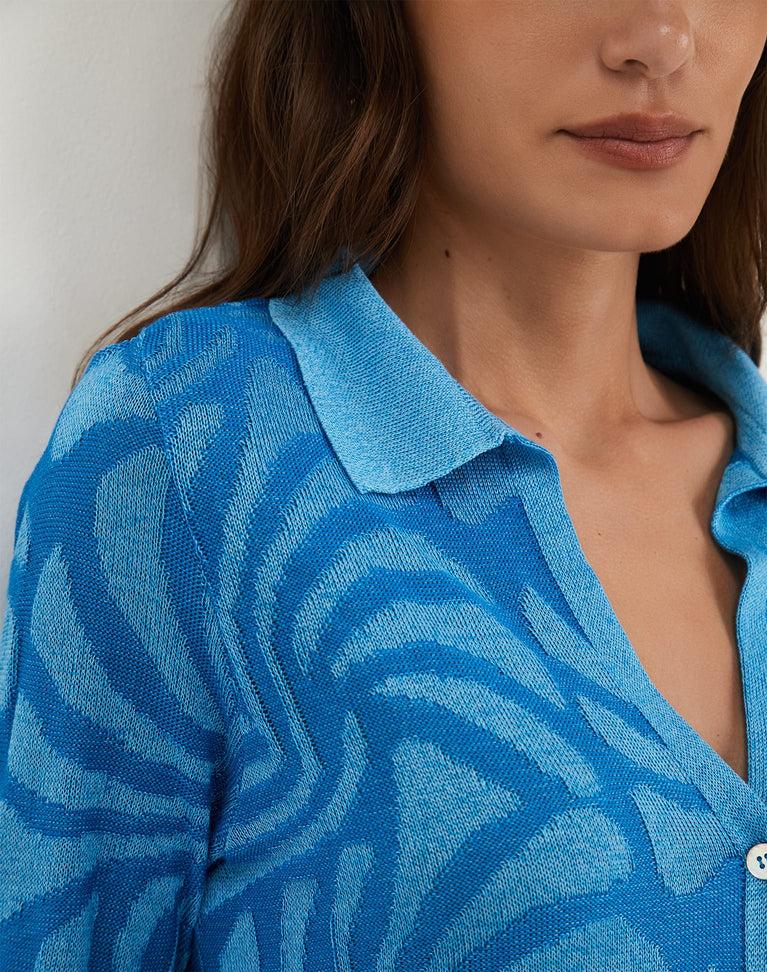 Jacquard Lara Blouse - Neptune Product Image