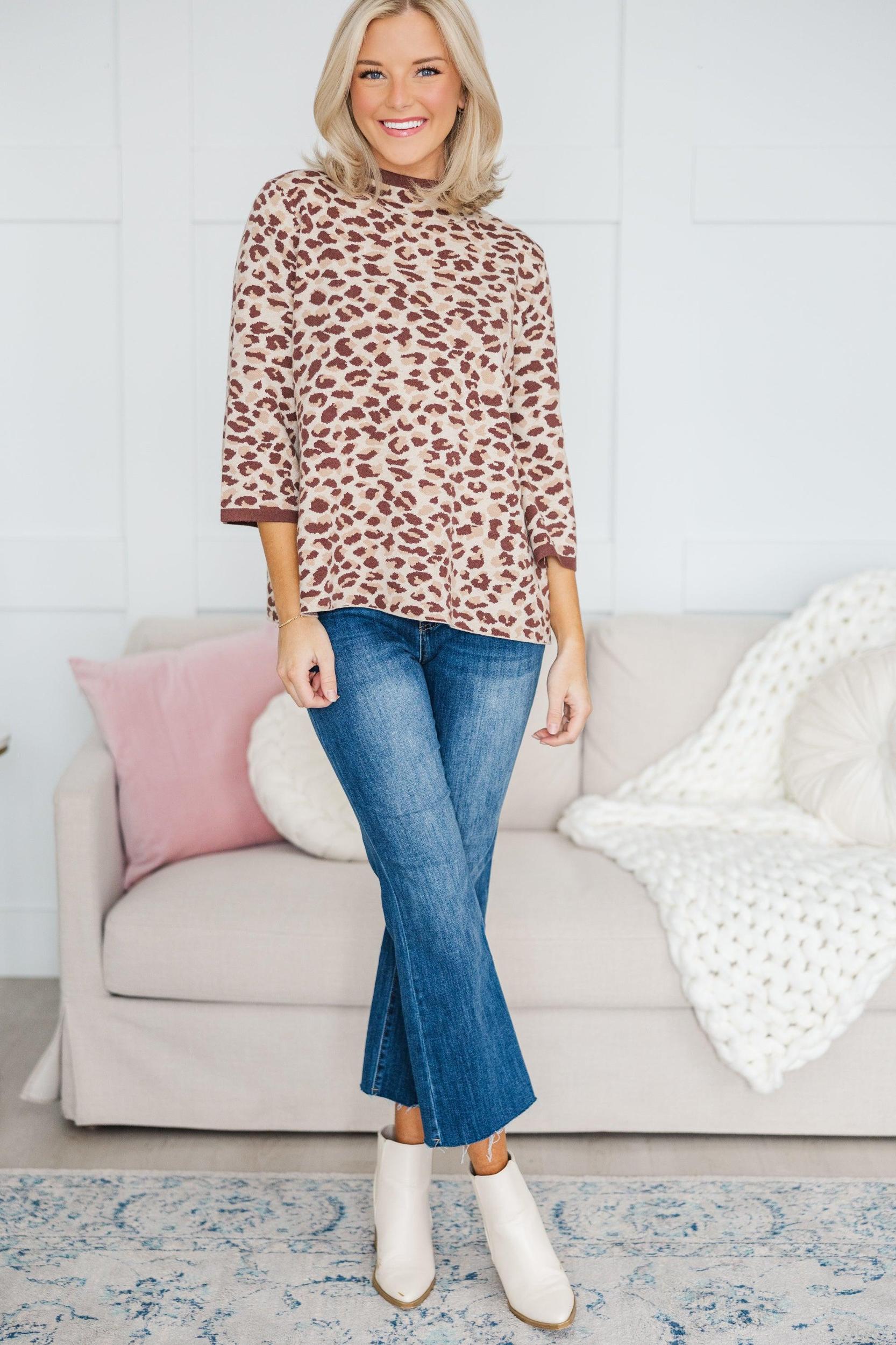 Fate: The Intrigue Taupe Leopard Sweater Female Product Image