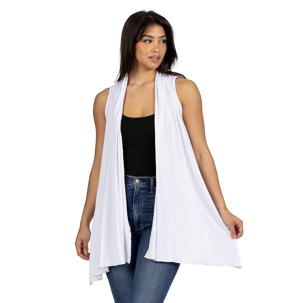Women's 24Seven Comfort Apparel Draped Open Front Sleeveless Cardigan Vest,  Product Image