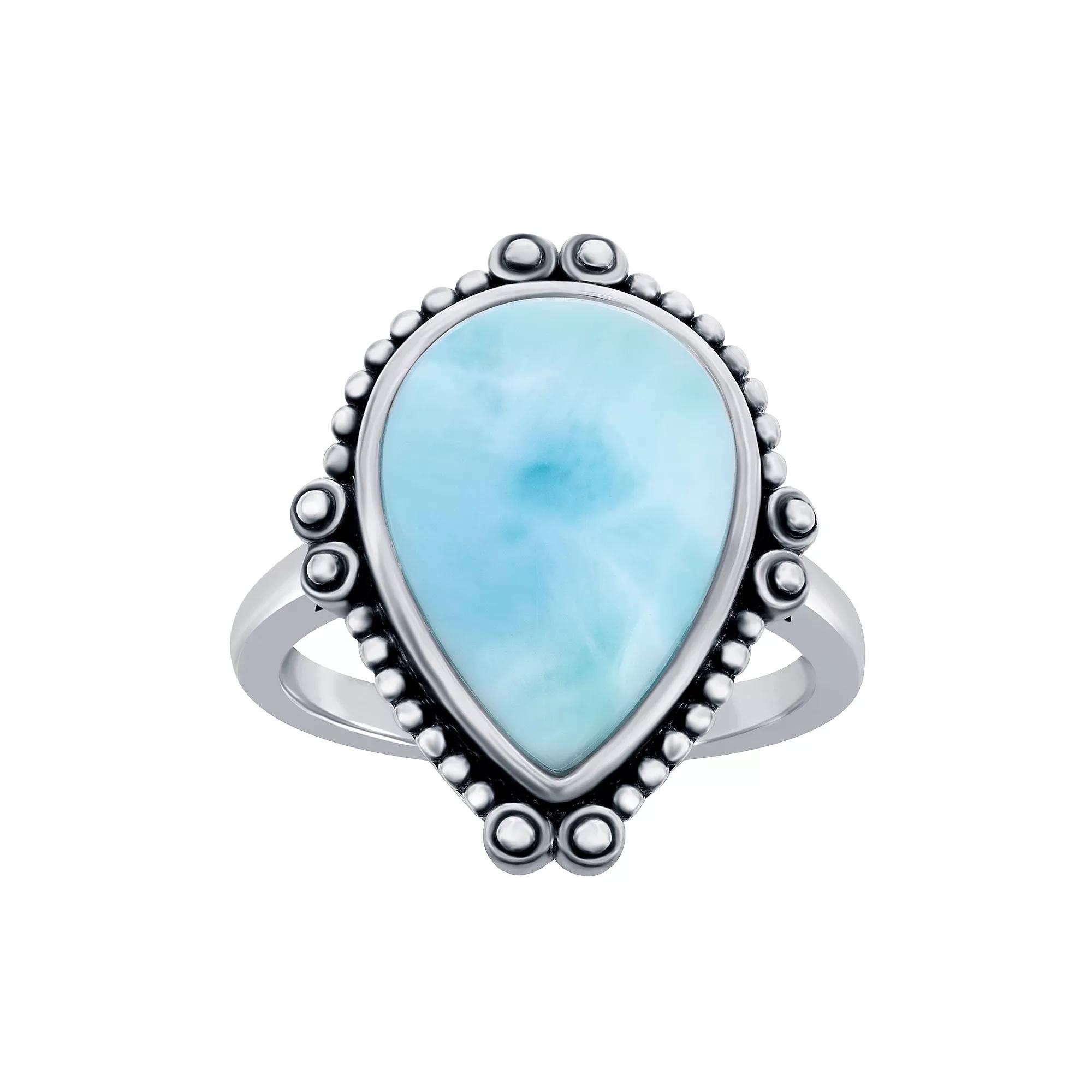 Nautica Rocks Sterling Silver Larimar Oxidized Ring, Women's, Size: 10 Product Image