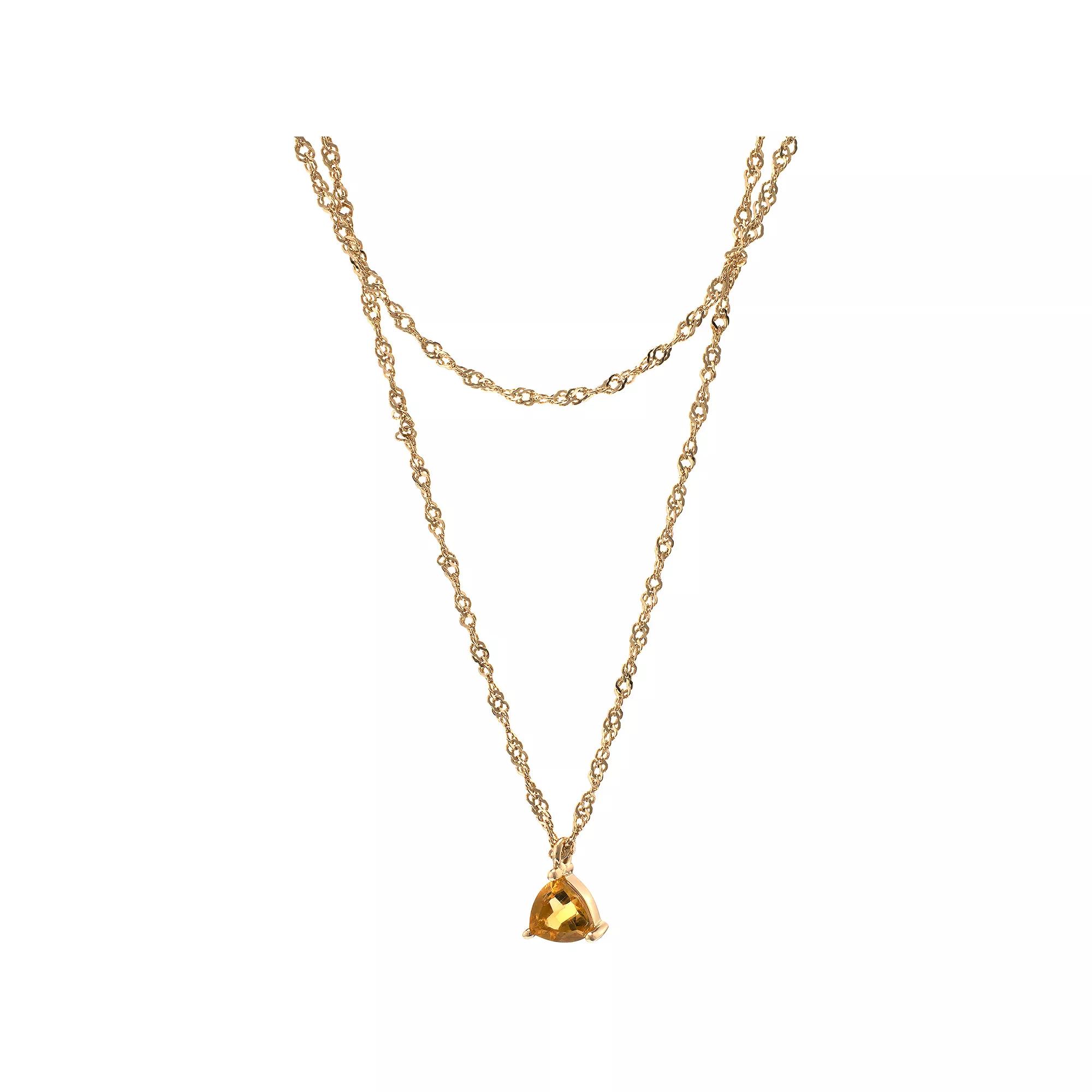 Gemistry 14k Gold Over Silver Citrine Double Layer Necklace, Women's, Size: 18", Gold Tone Product Image