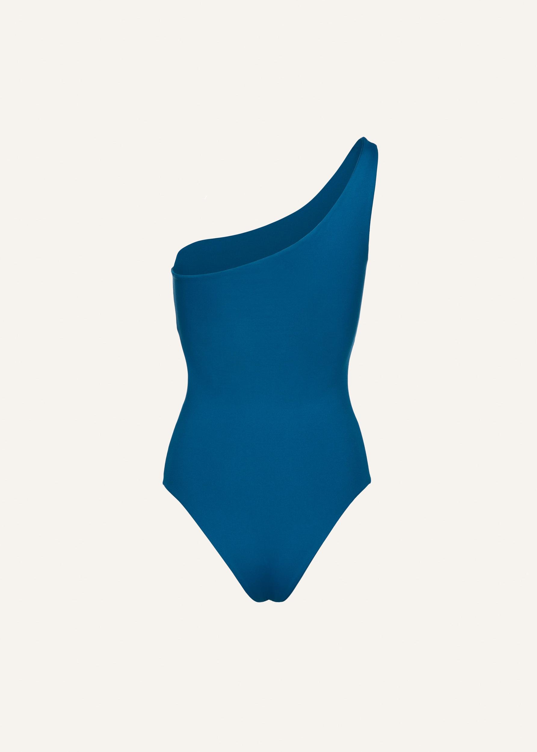 One shoulder cutout swimsuit in ocean blue Product Image
