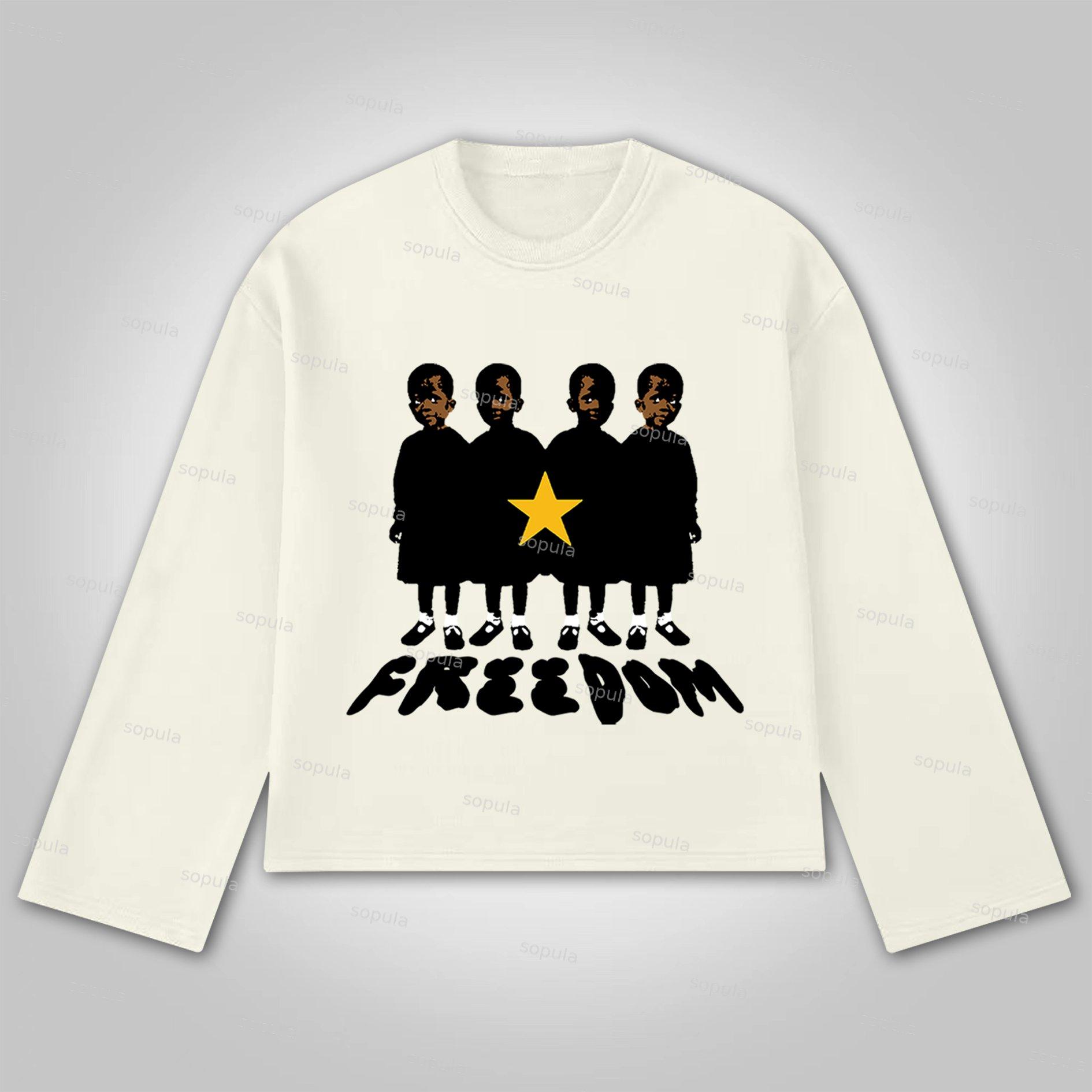 Sopula Freedom Vintage Graphic Print Cotton Long Sleeve T-Shirt Product Image