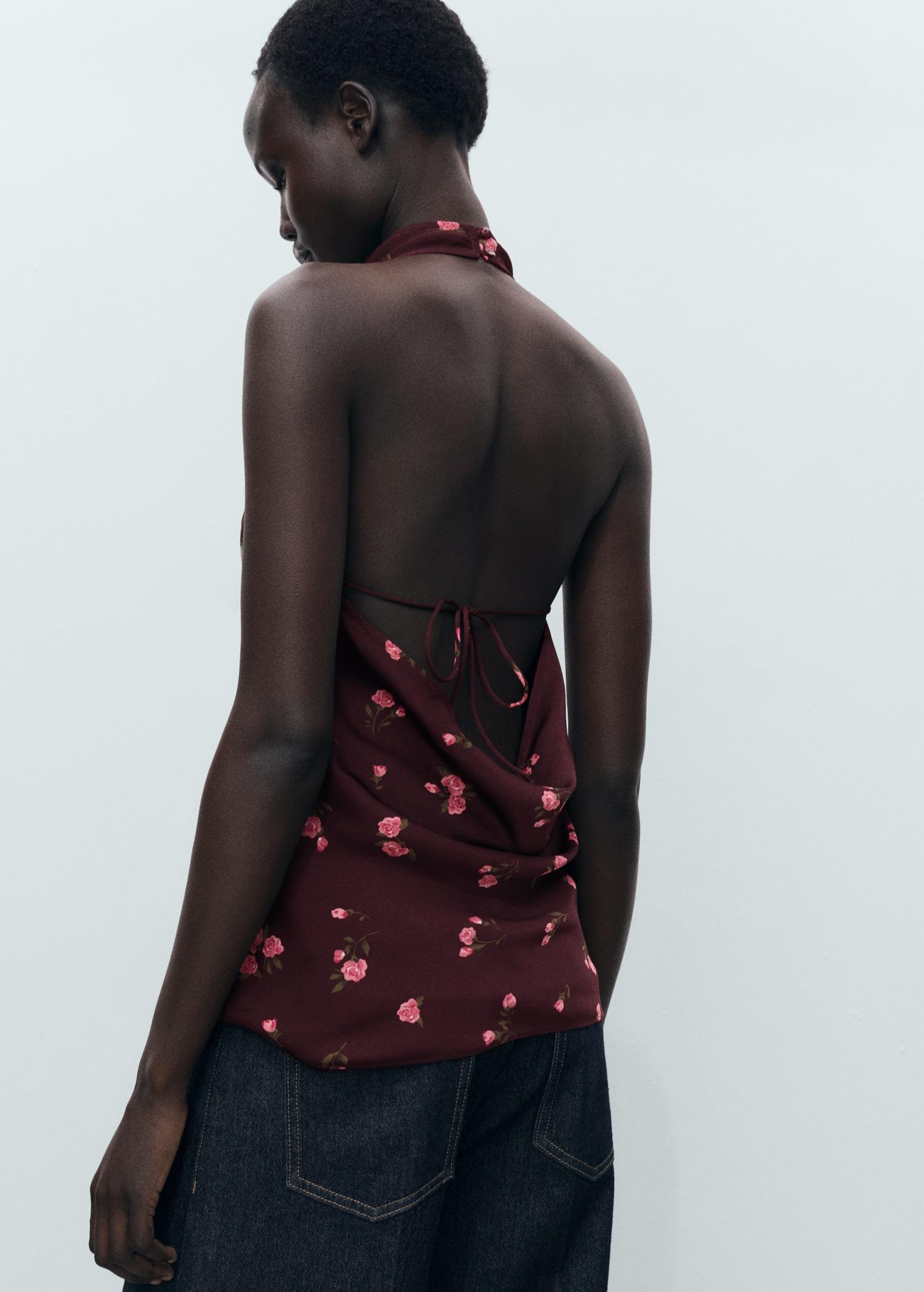 Draped floral top - Women | MANGO USA Product Image