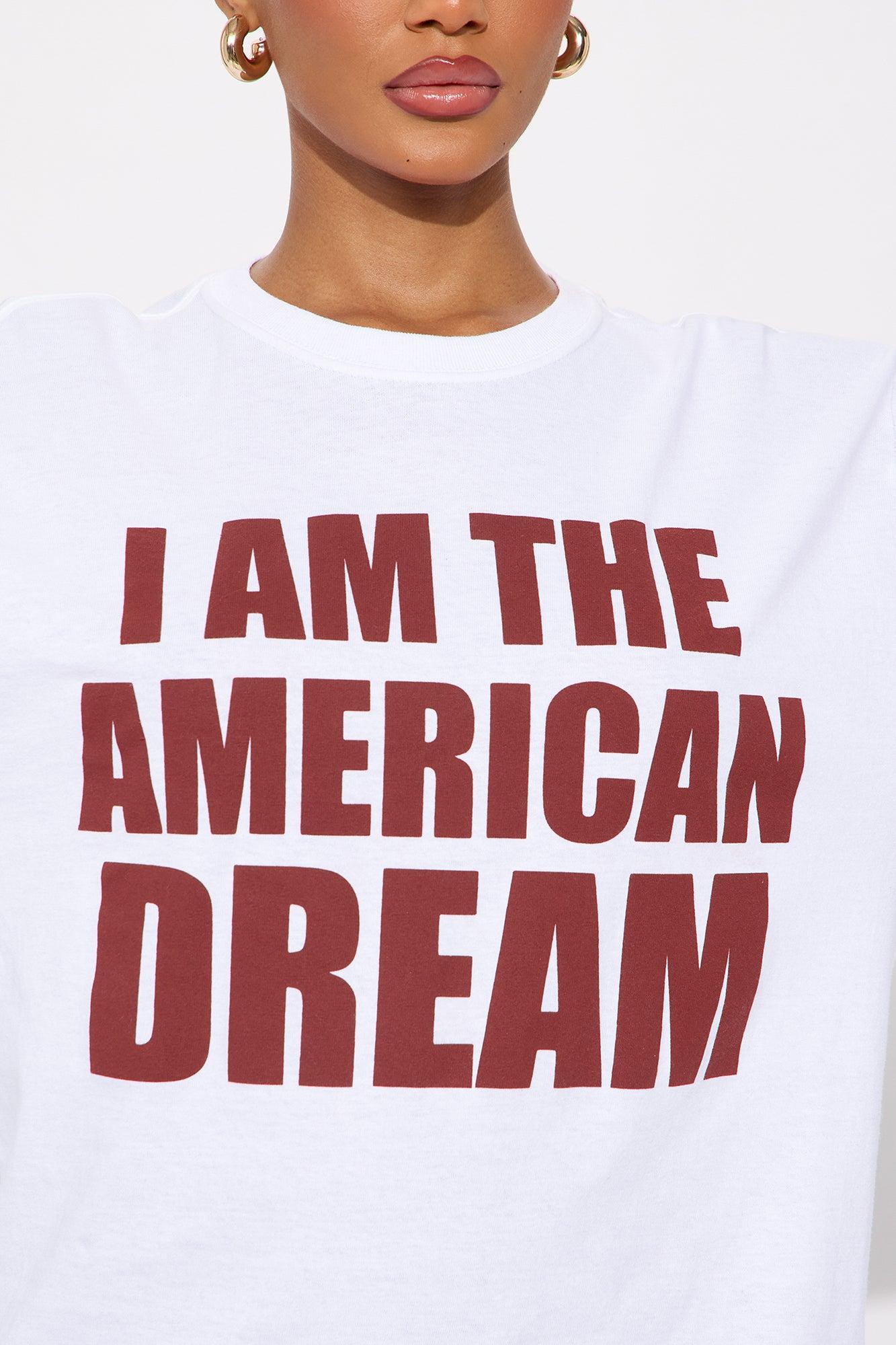 I Am The American Dream Oversize Long Sleeve Tee - White Female Product Image