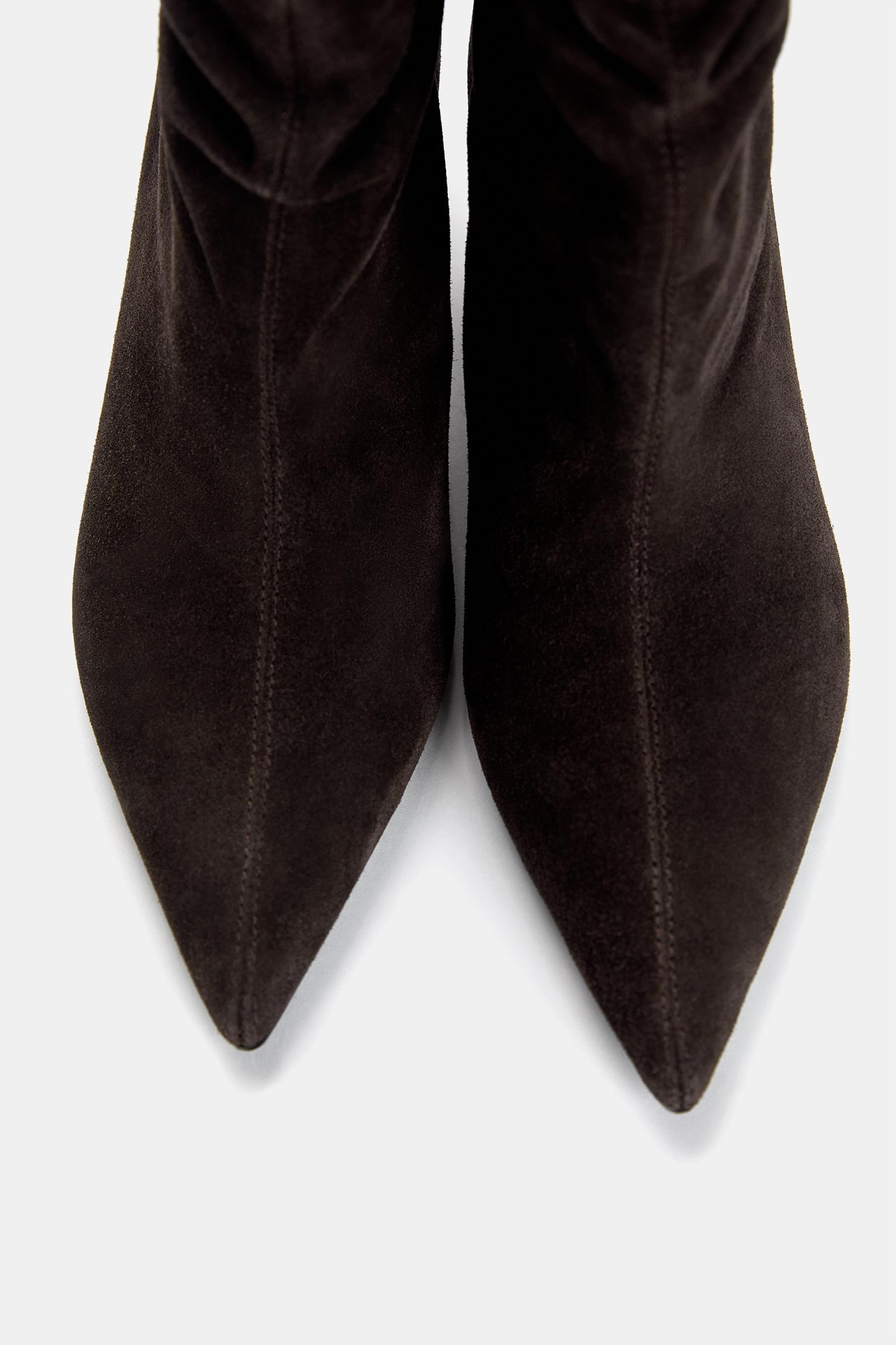 Gathered leather heeled ankle boots Product Image