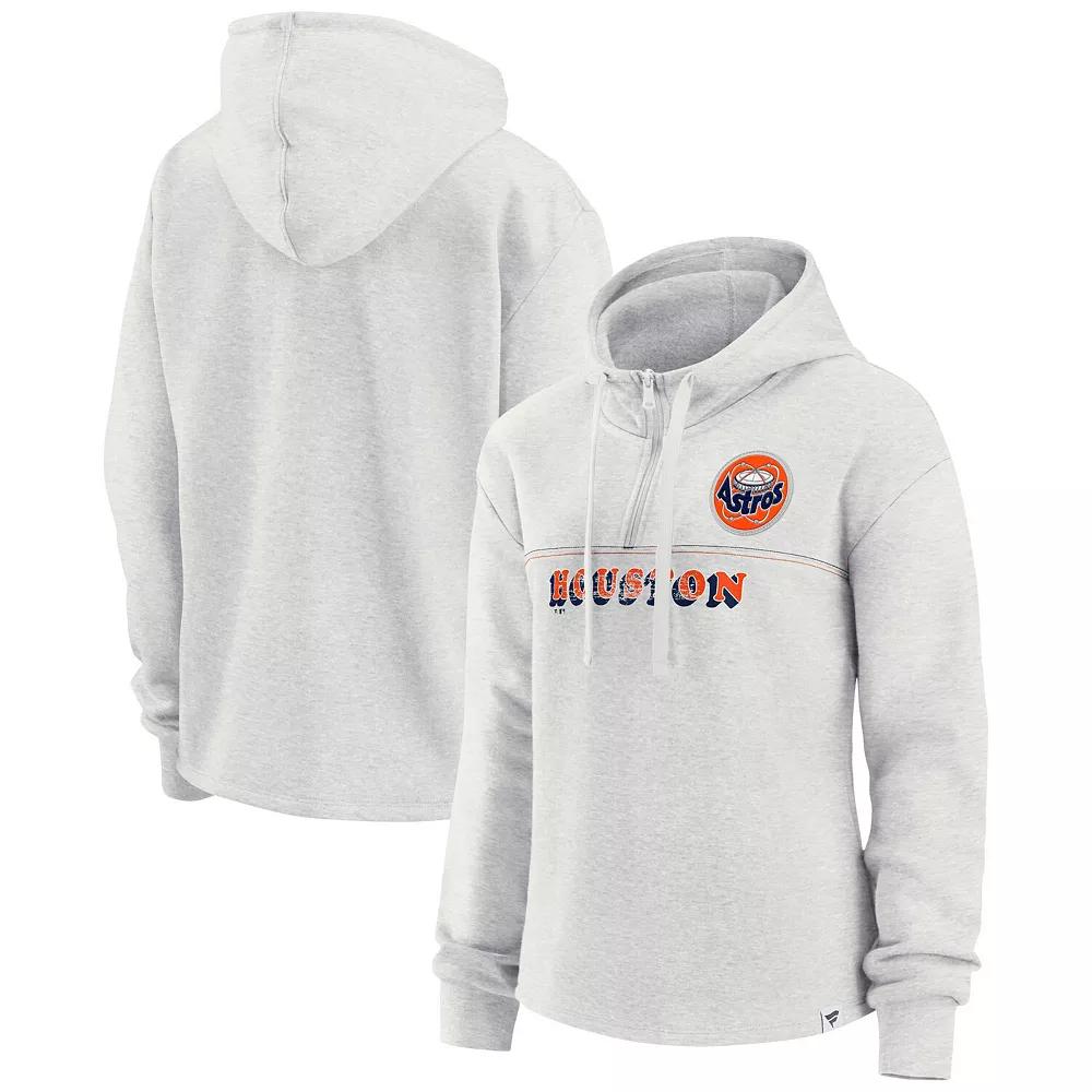 Women's Fanatics Branded Oatmeal Houston Astros True Classics Legacy Quarter-Zip Hoodie, Size: XS, Team Product Image