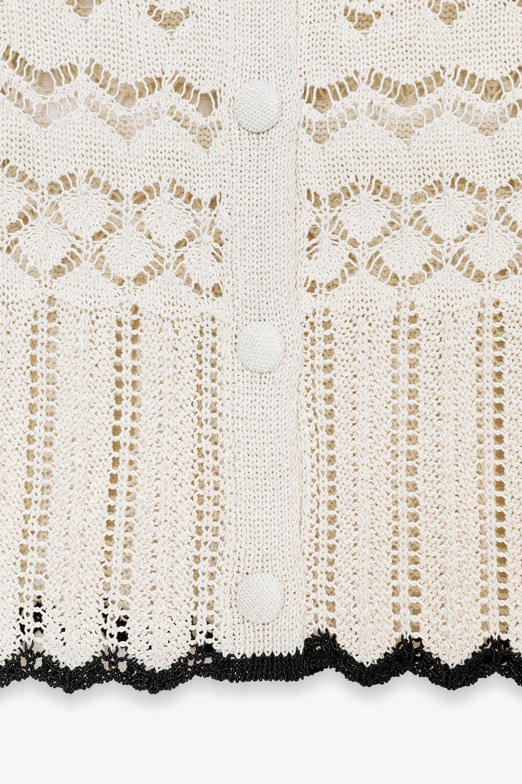 POINTELLE KNIT SHORT SLEEVE CARDIGAN Product Image