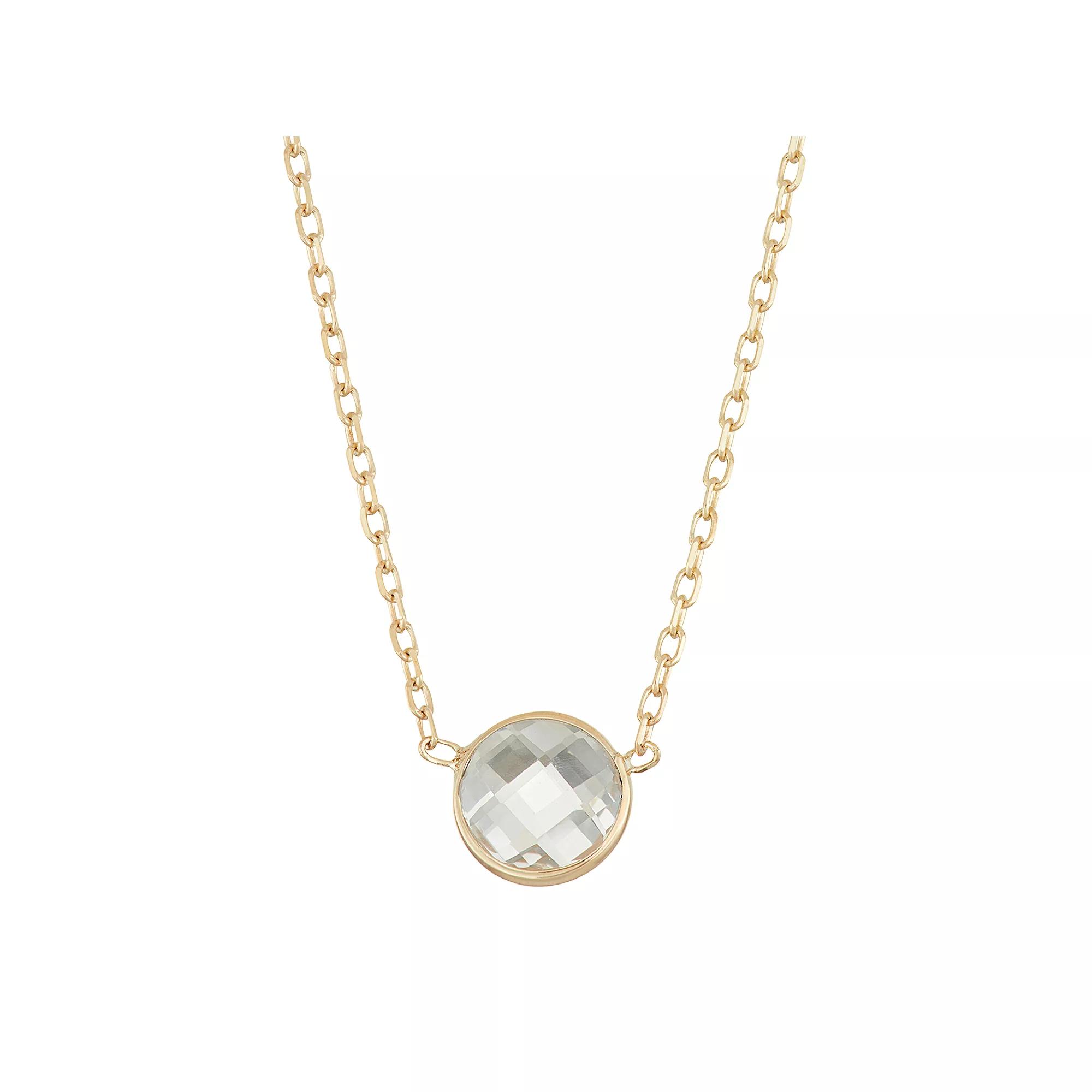 Designs by Gioelli 10k Gold Lab-Created White Sapphire Circle Pendant Necklace, Women's, Size: 17" Product Image