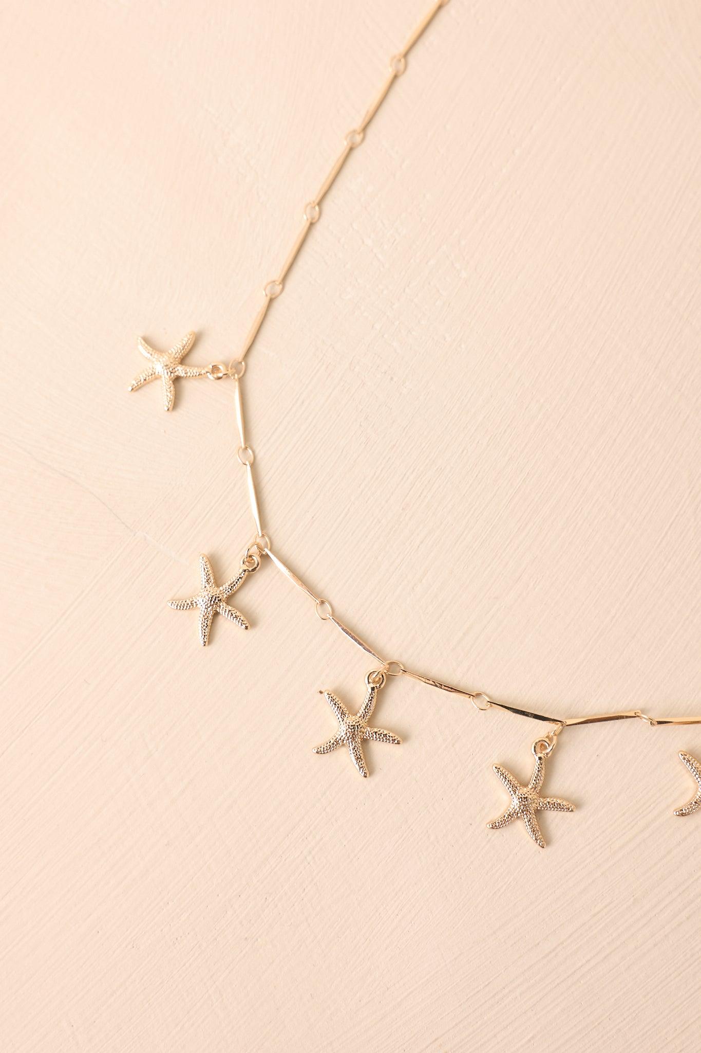 Coasting With Confidence Gold Textured Starfish Charm Necklace Product Image