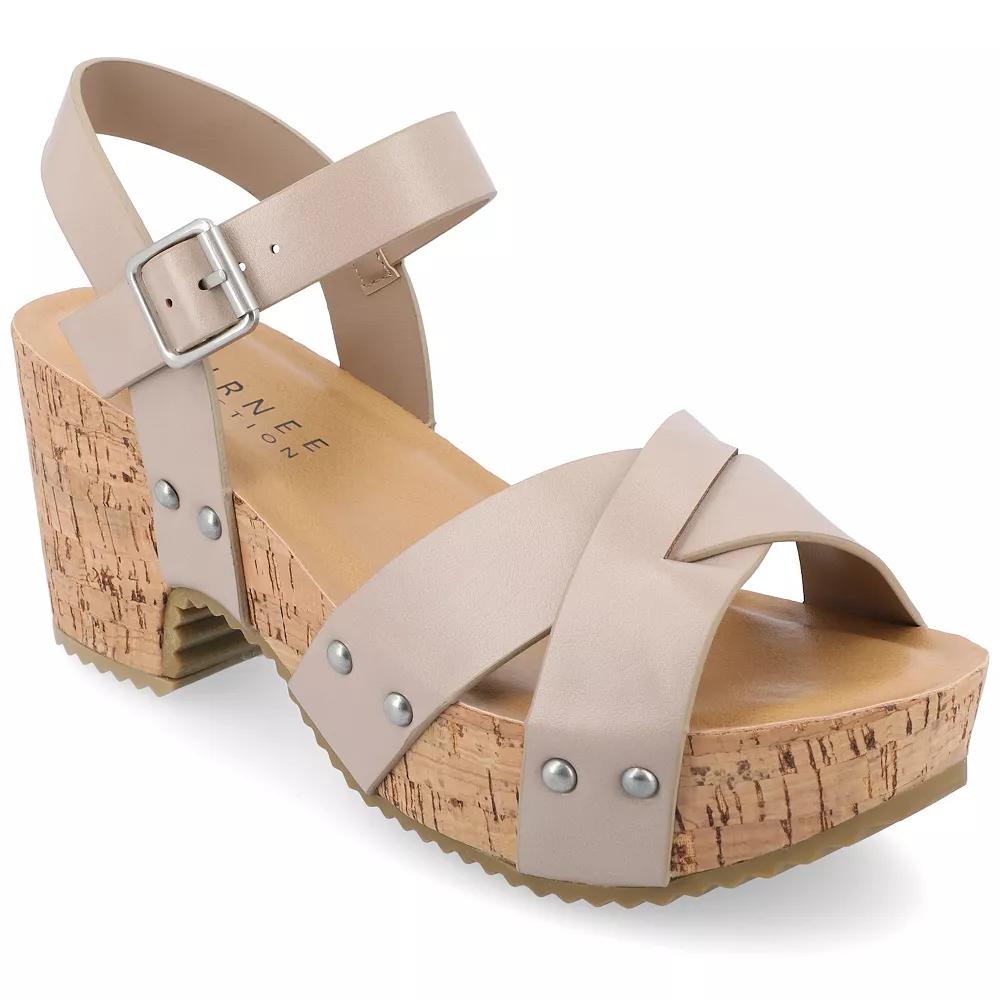 Journee Valentina Womens Platform Sandals Brown Product Image