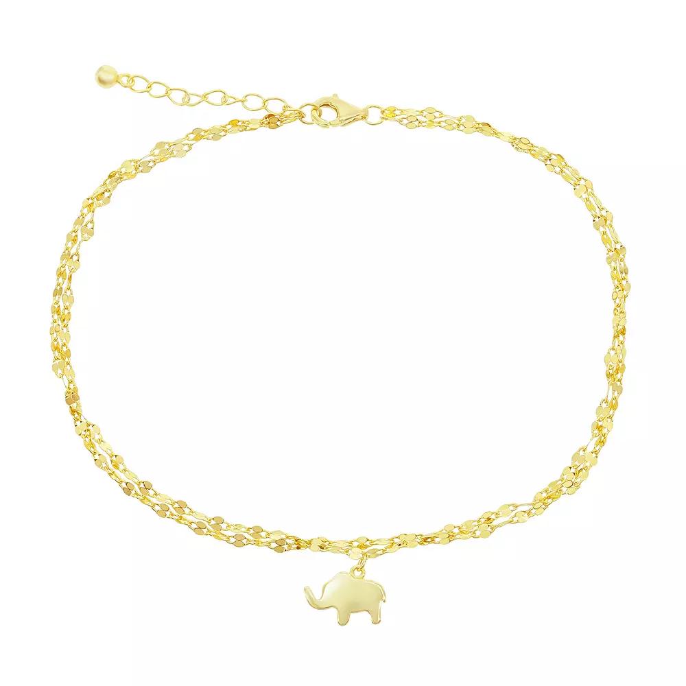 Mirror Chain Elephant Charm Anklet, Womens Sterling Product Image