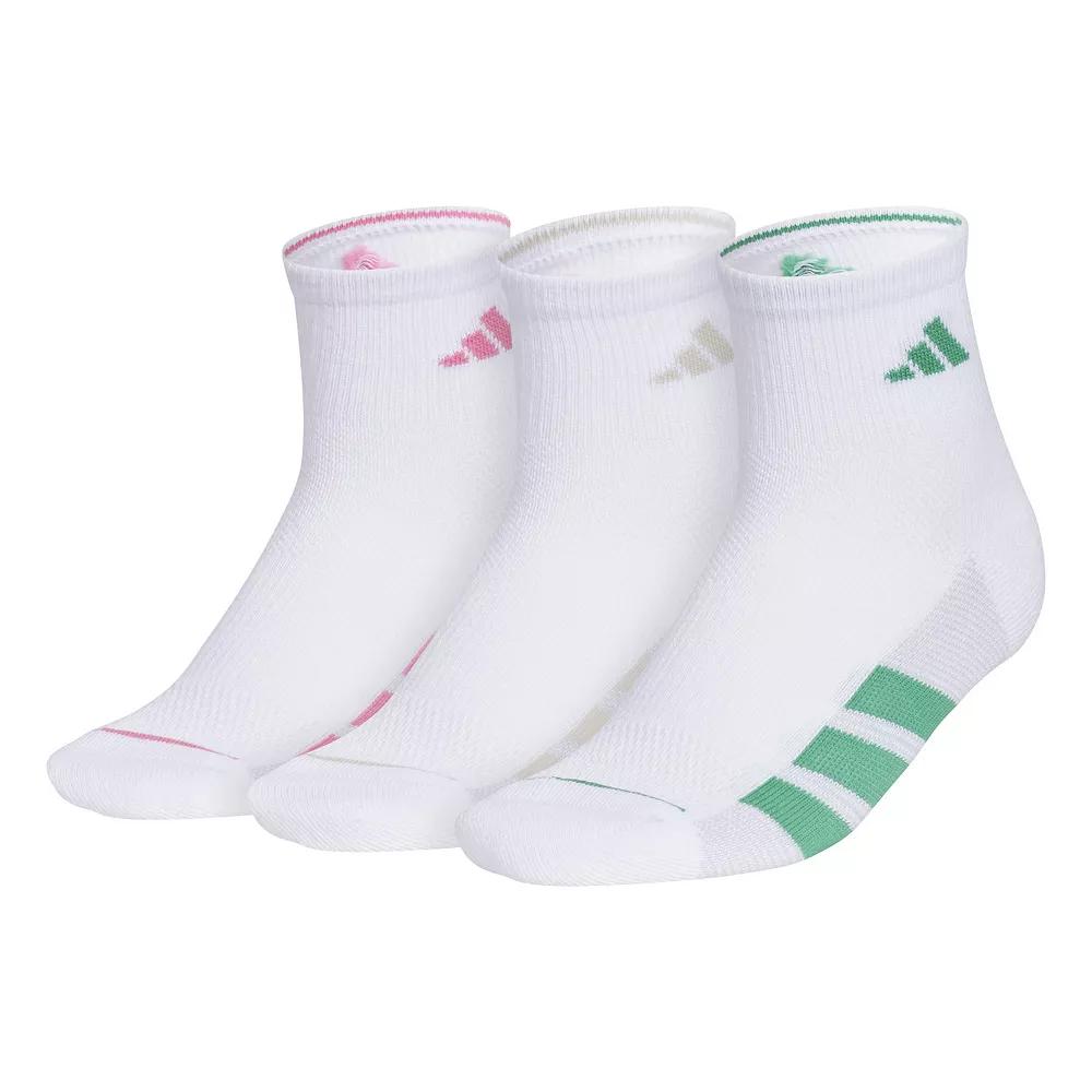 Women's adidas All Day Training Quarter Socks 3-Pair Pack, Size: 5-10, White Pink Green Product Image