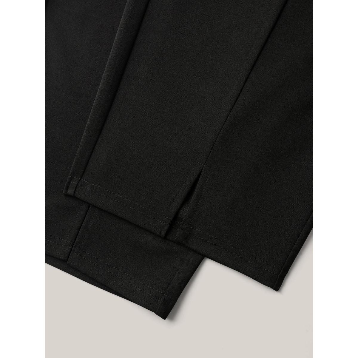 Plus Size Seamed Split Hem Straight-Leg Pants Women Black Office Straight Leg Mid Rise Office Pants BloomChic 10/M Product Image