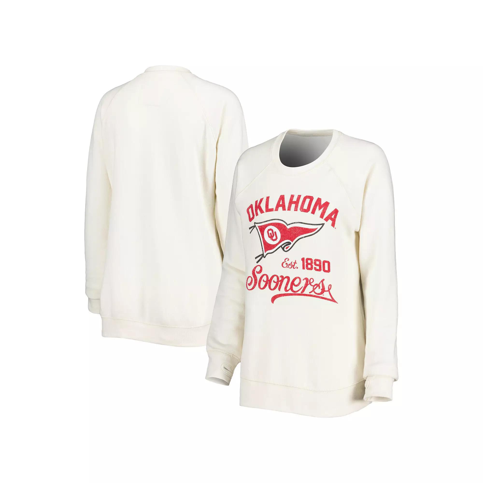 Women's Pressbox Cream Oklahoma Sooners Old Standard Pennant Knobi Raglan Pullover Sweatshirt,  Product Image
