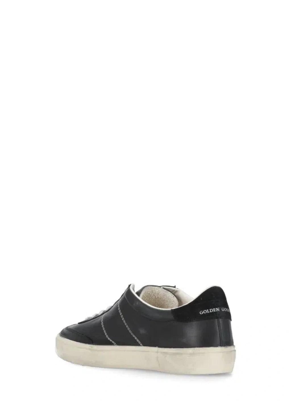 GOLDEN GOOSE Deluxe Brand Vintage-inspired Black Leather Sneakers With Contrasting White Laces Product Image