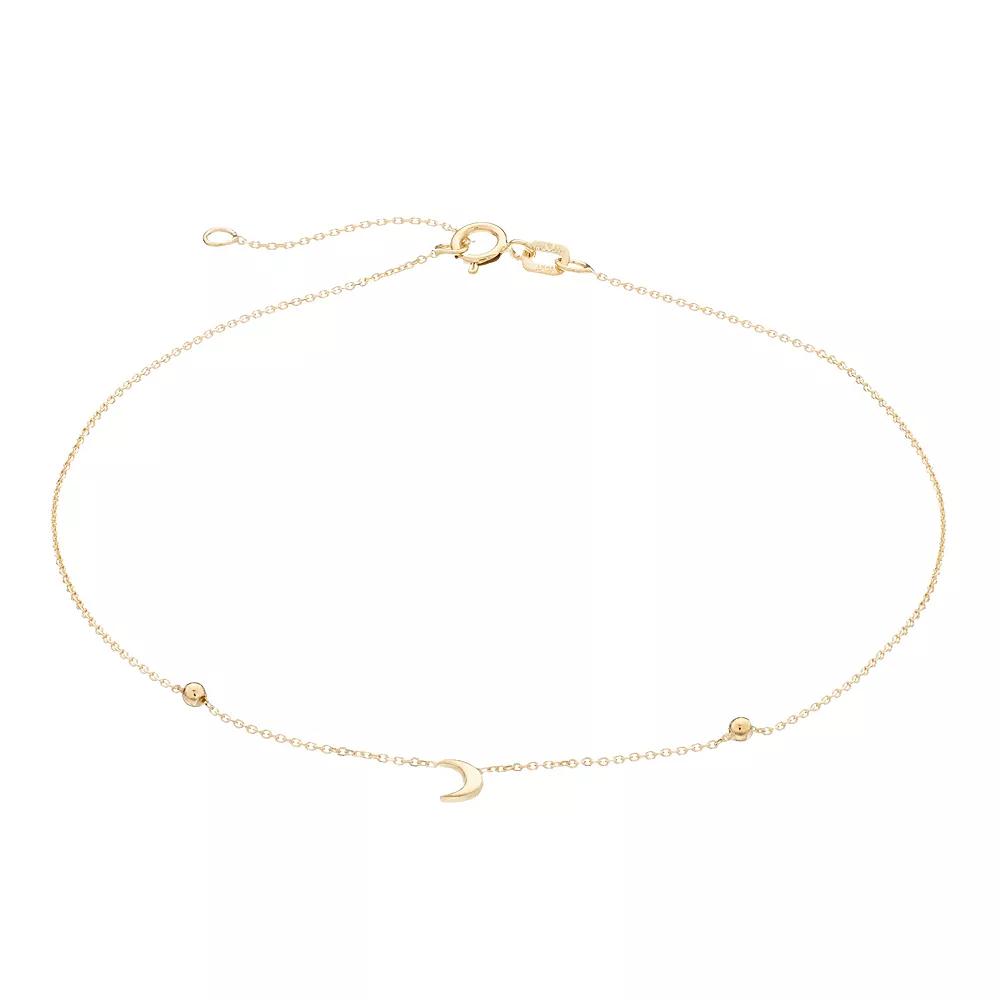 Au Naturale 14k Gold Crescent Moon Adjustable Anklet, Womens Product Image