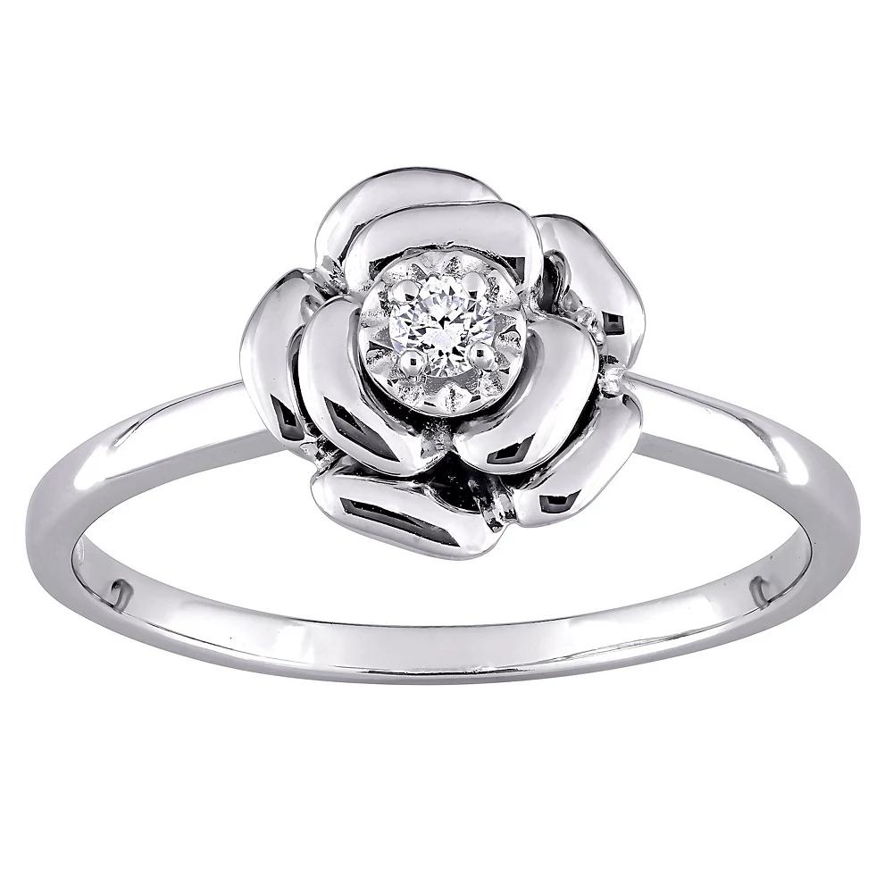 Stella Grace Sterling Silver Diamond Accent Flower Ring, Women's, Size: 7.50 Product Image