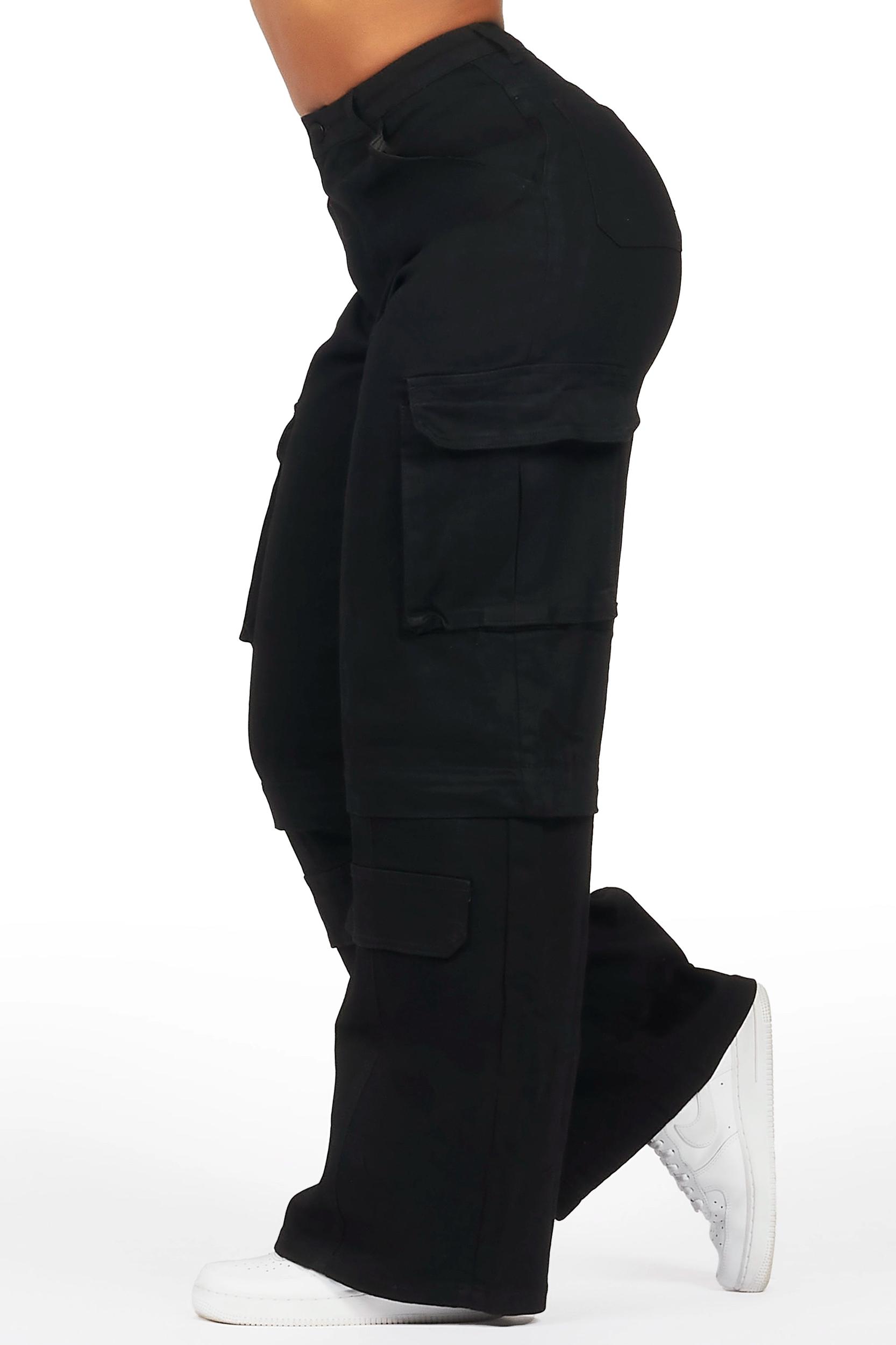 Precious Black Baggy Stacked Jean Female Product Image