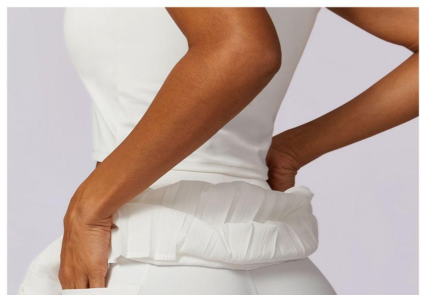 High Waist Plain Asymmetrical Accordion Pleated Skort Product Image