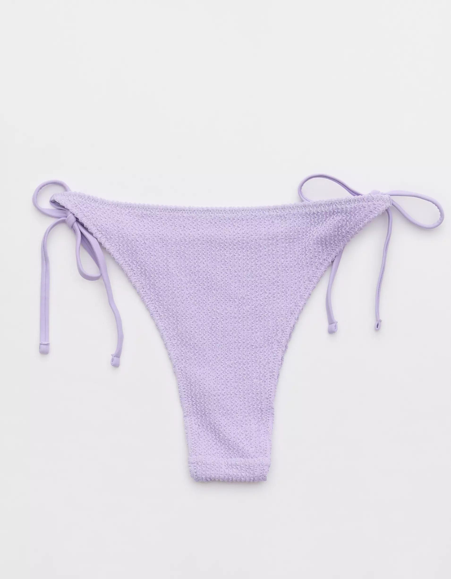 Aerie Shimmery Crinkle Cheekiest Tie Bikini Bottom Product Image