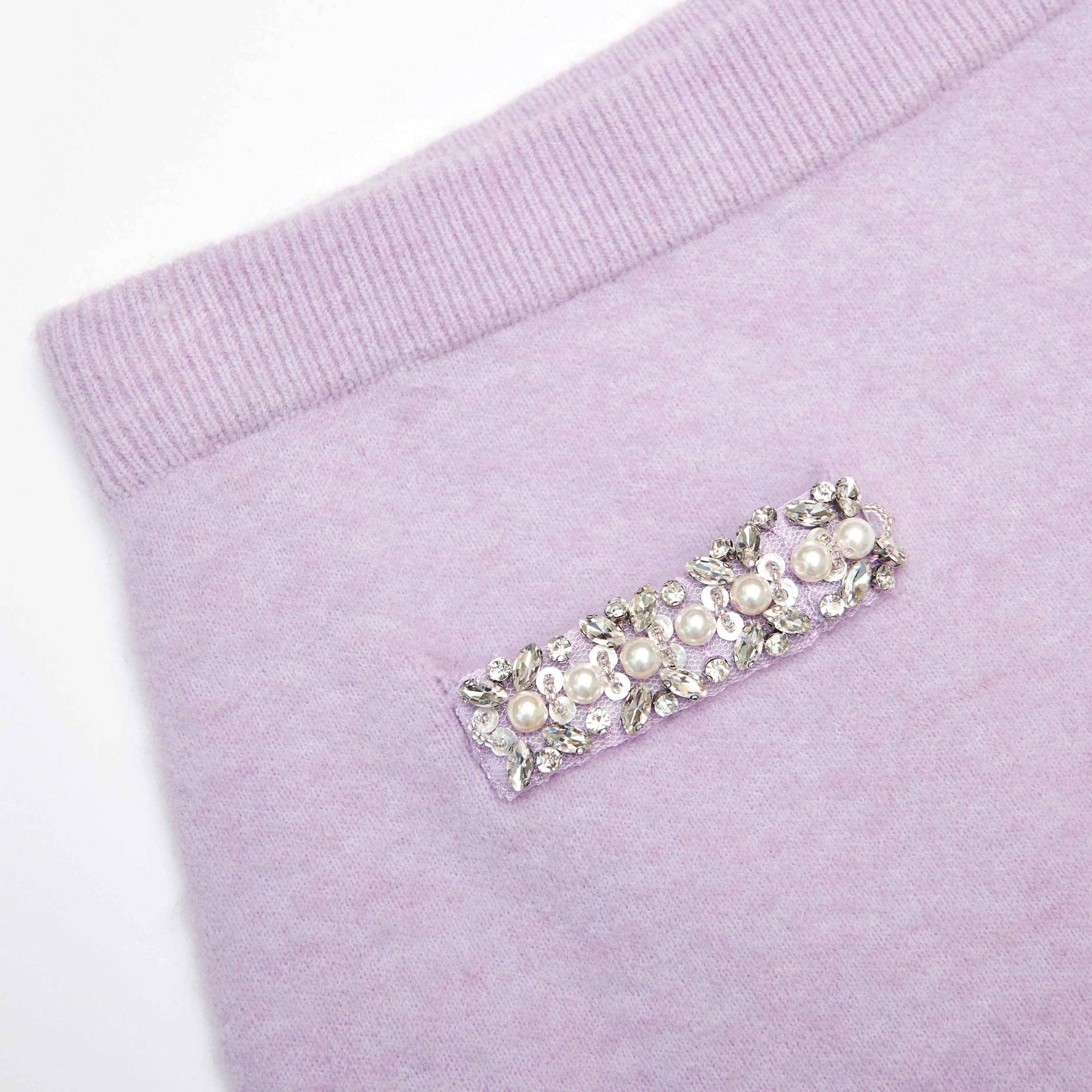 Lilac Crystal Trim Knit Skirt Product Image