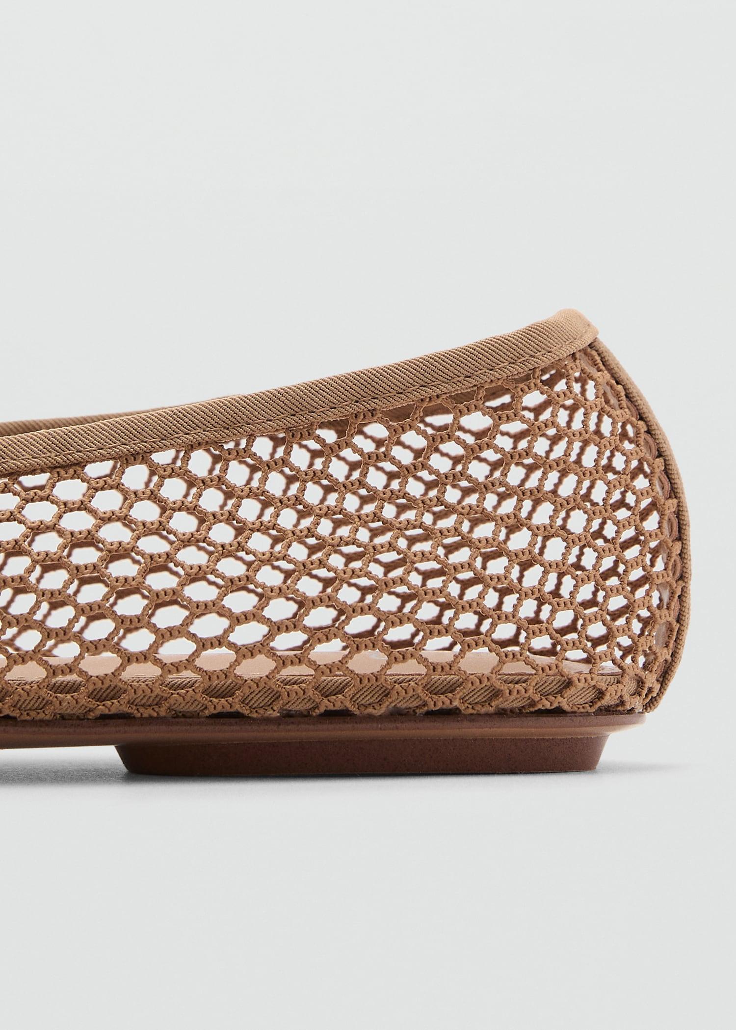 Mesh ballet flats with buckle strap - Women | MANGO USA Product Image