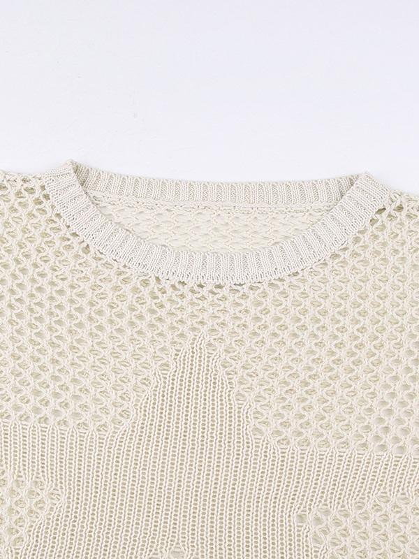 Hollow Out Star Crochet Knit Top Product Image
