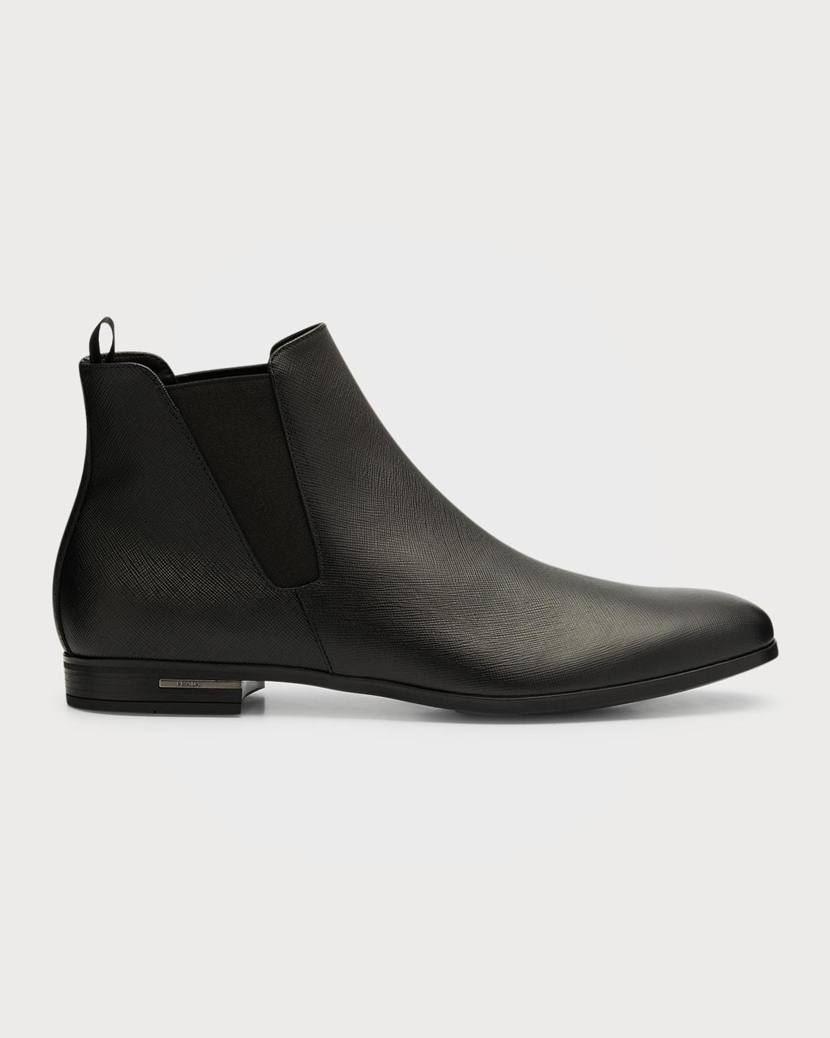 Saffiano Leather Chelsea Boots Product Image
