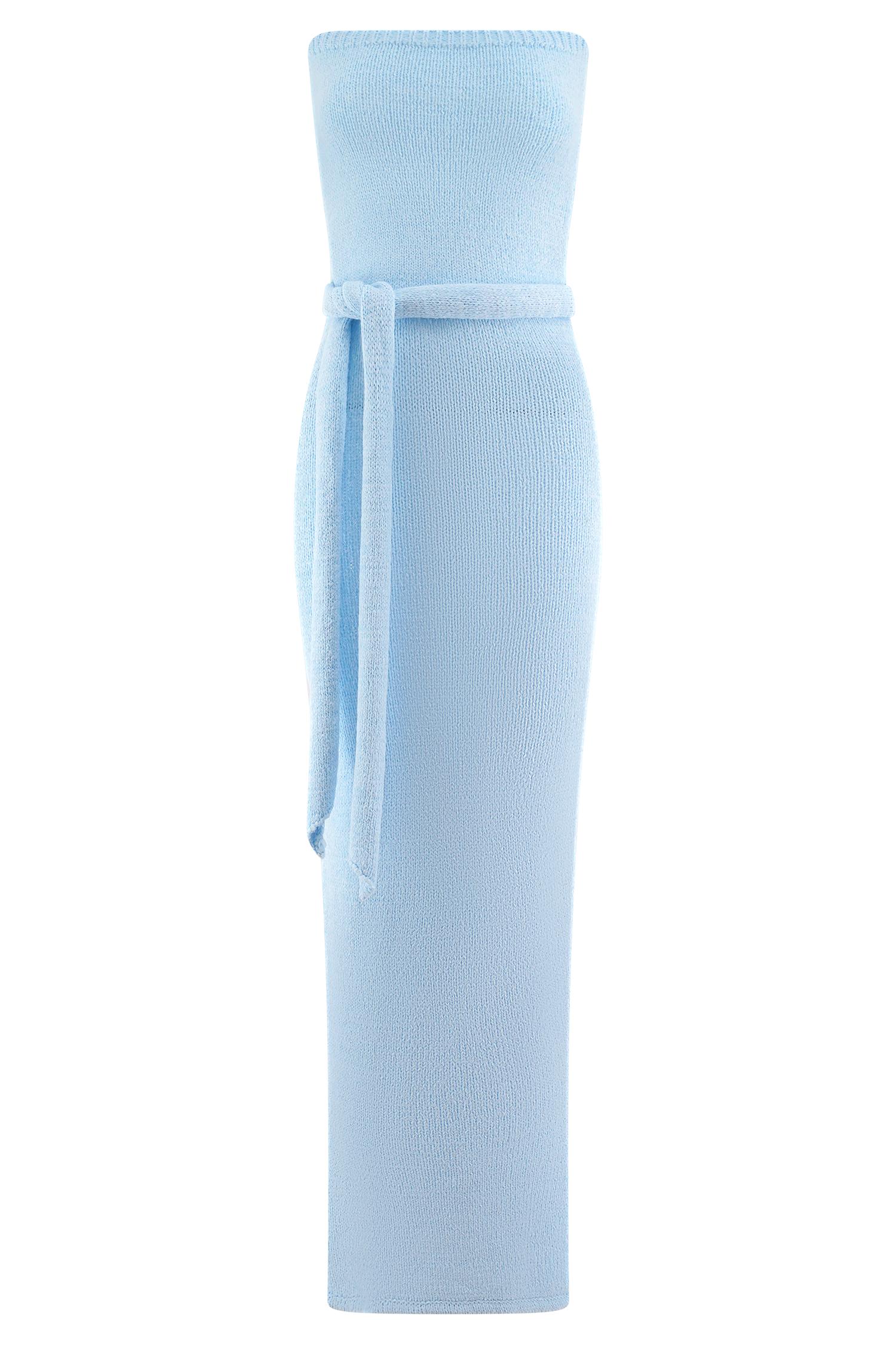 Andrea Strapless Knit Maxi Dress - Light Blue Product Image
