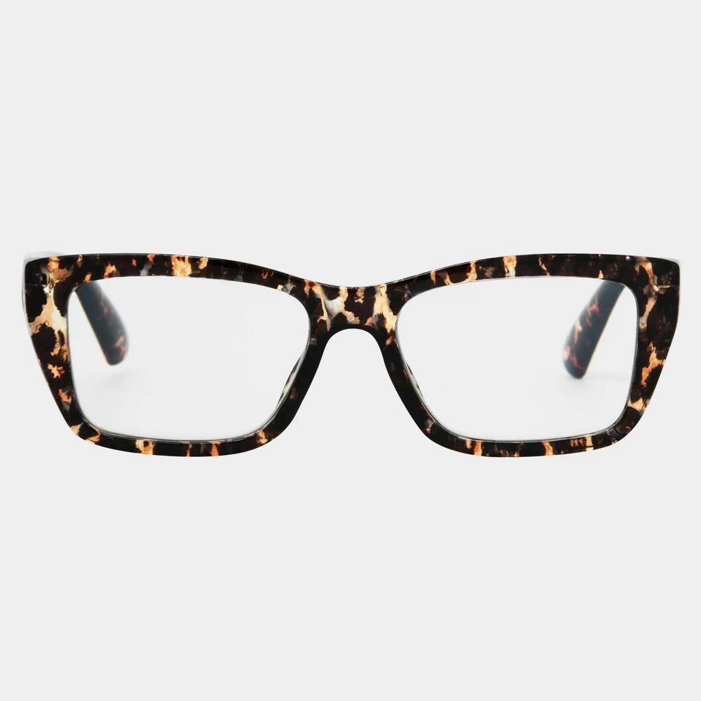 Womens Plastic Cateye Rectangle Blue Light Filtering Reading Glasses - Universal Thread Brown/Tortoise Print Diopter 1.5: Medium Fit Product Image